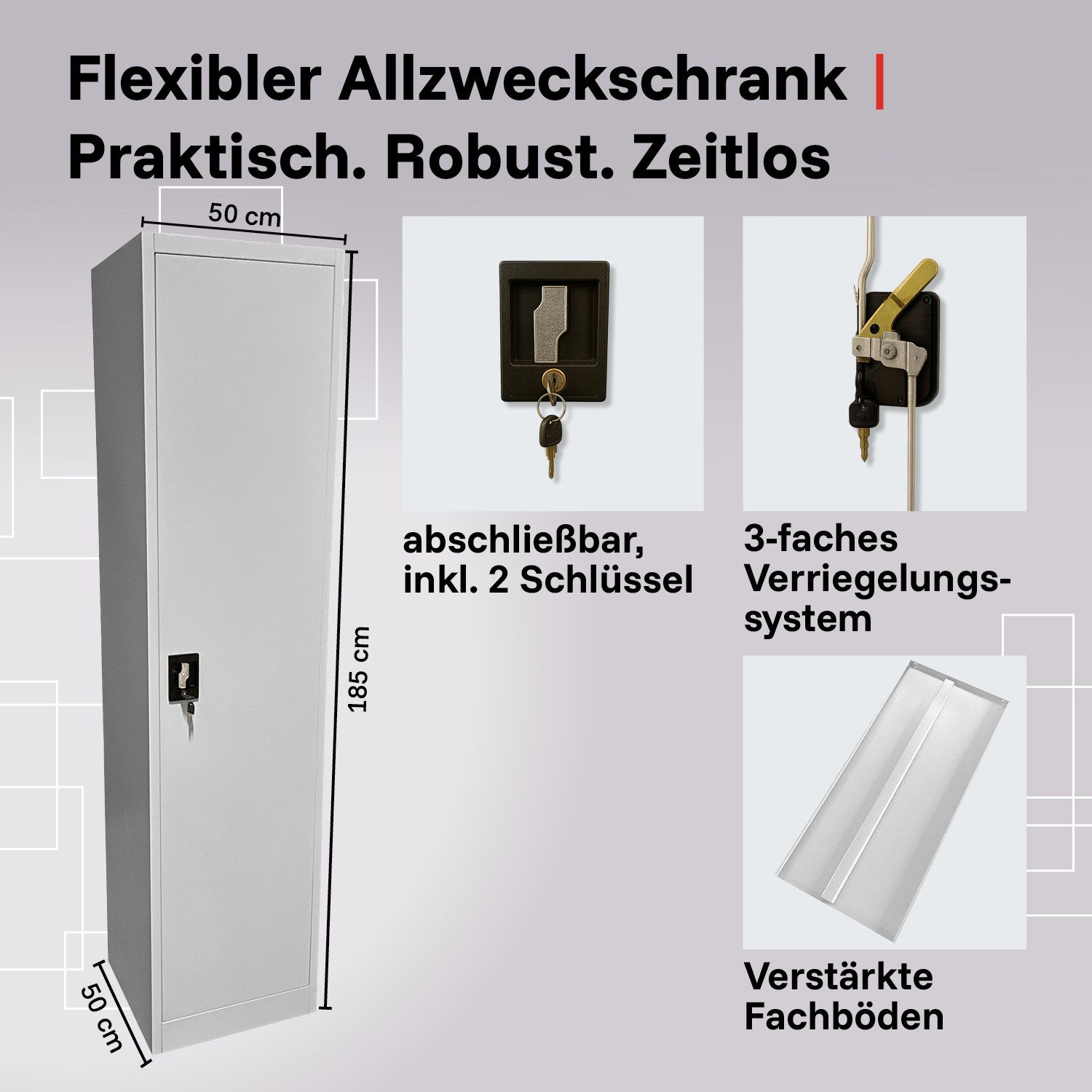 LagerZwei Aktenschrank Stahlschrank 185x50x50 cm abschließbar