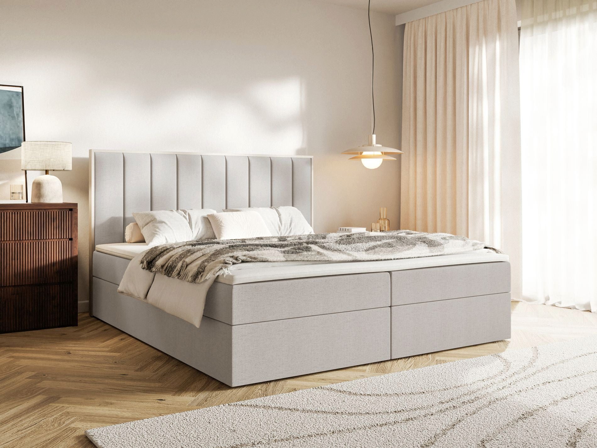 Selsey Boxbett TOGENTS, mit Bettkasten, Topper & Matratze, Chenille hydrophob