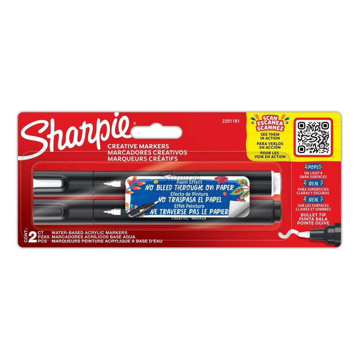 Sharpie Marker Sharpie 2201181 Marker 2 Stück(e) Rundspitze Schwarz, Weiß