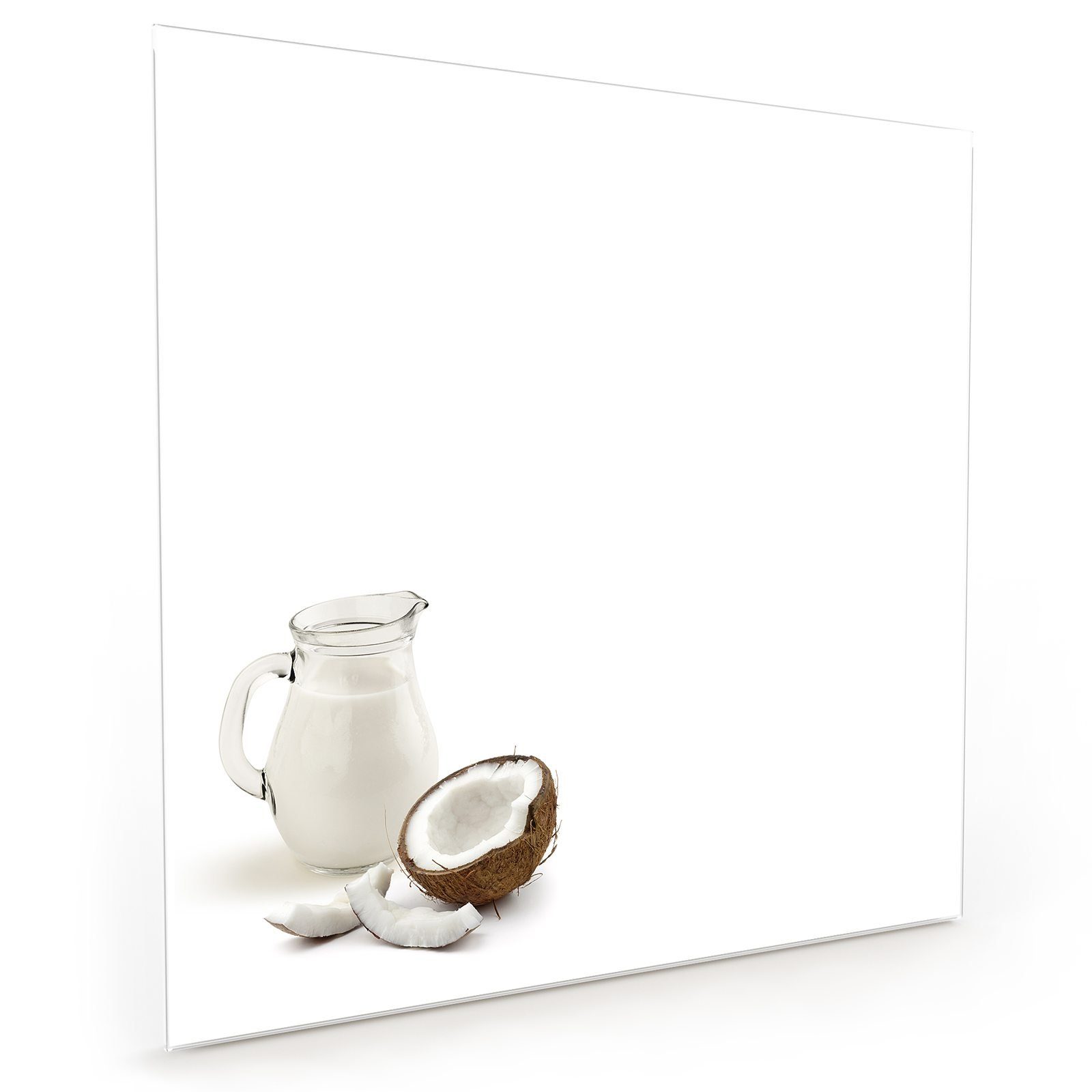 Küchenrückwand Kanne Glas in mit Kokosmilch Primedeco Küchenrückwand Motiv Spritzschutz