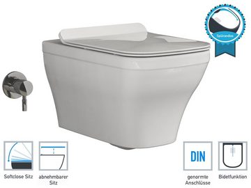 Aqua Bagno Tiefspül-WC Aqua Bagno spülrandloses Taharet-WC inkl. Taharat Shattaf WC-Sitz mit