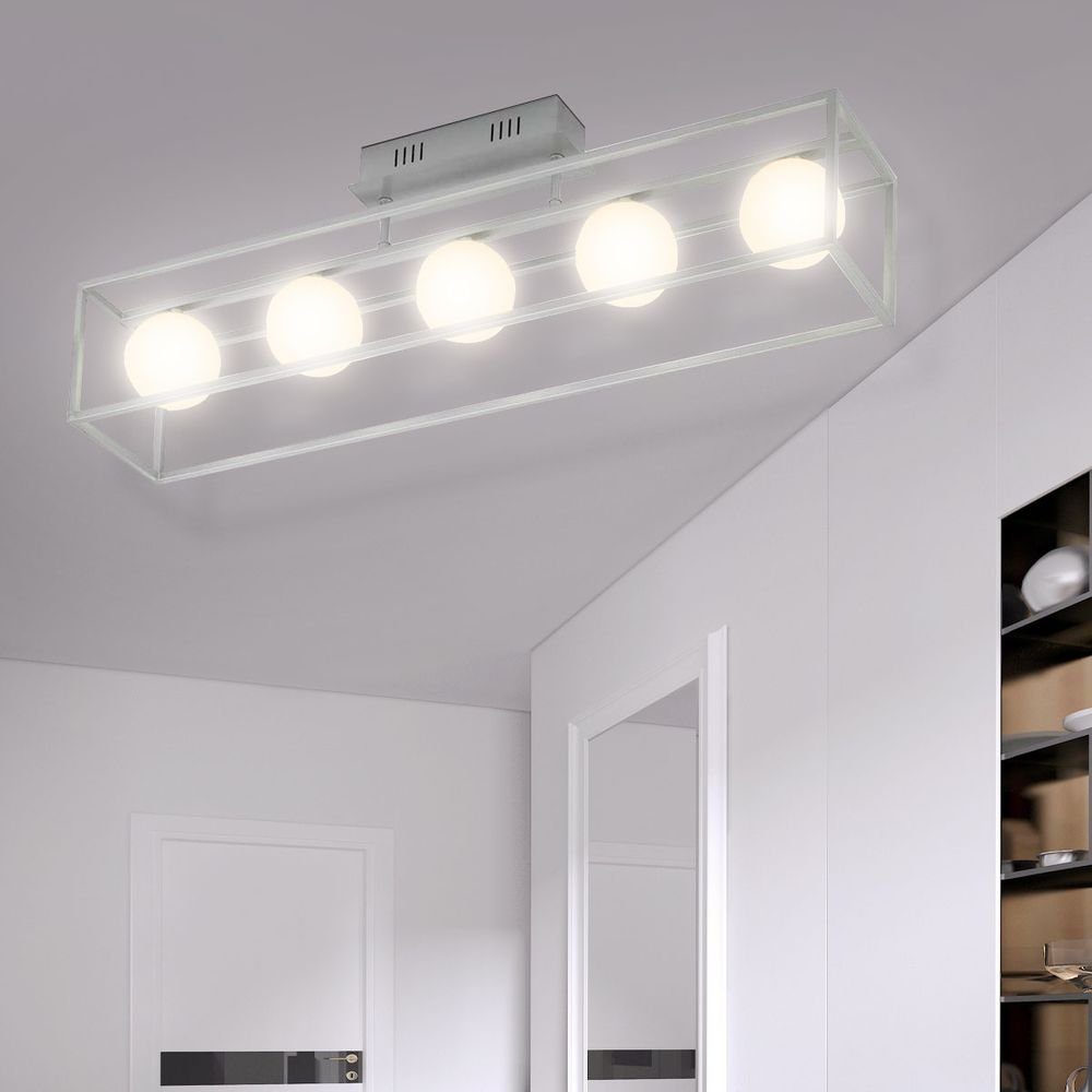 inklusive, Leuchtmittel Wohnzimmerlampe LED Deckenlampe Warmweiß, silber Deckenleuchte Glas etc-shop LED Deckenleuchte,