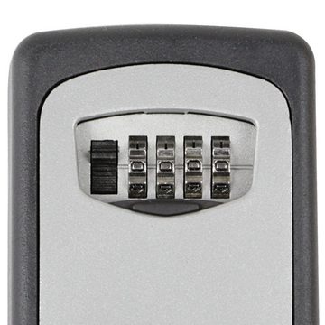 HMF Schlüsseltresor 326 Schlüsselbox für außen, 4-stelliger Zahlencode, 12,2 x 8,7 x 4 cm, Grau