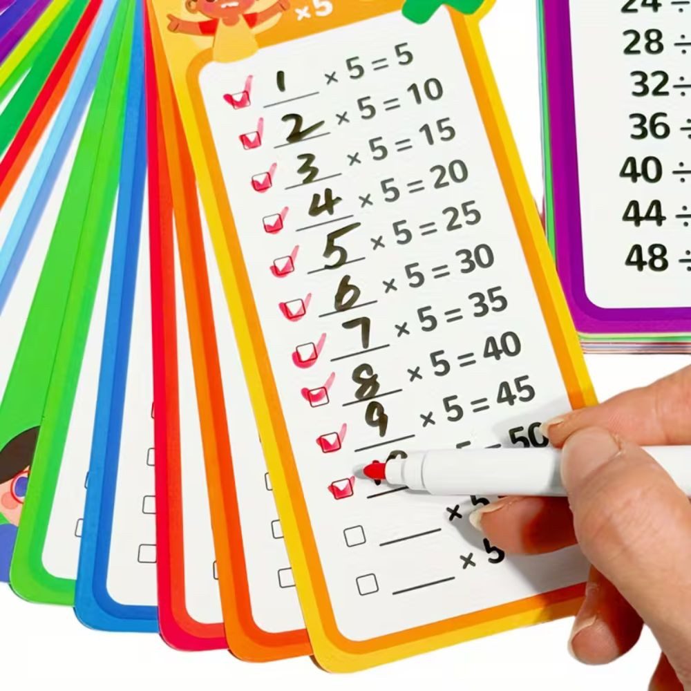 Montegoni Schulheft Mathe Lernkarten Multiplikation Schreibbar Abwischbar mit Stift Kinder, Abwischbar wiederverwendbar schreibbar Einmaleins Training mit Marker
