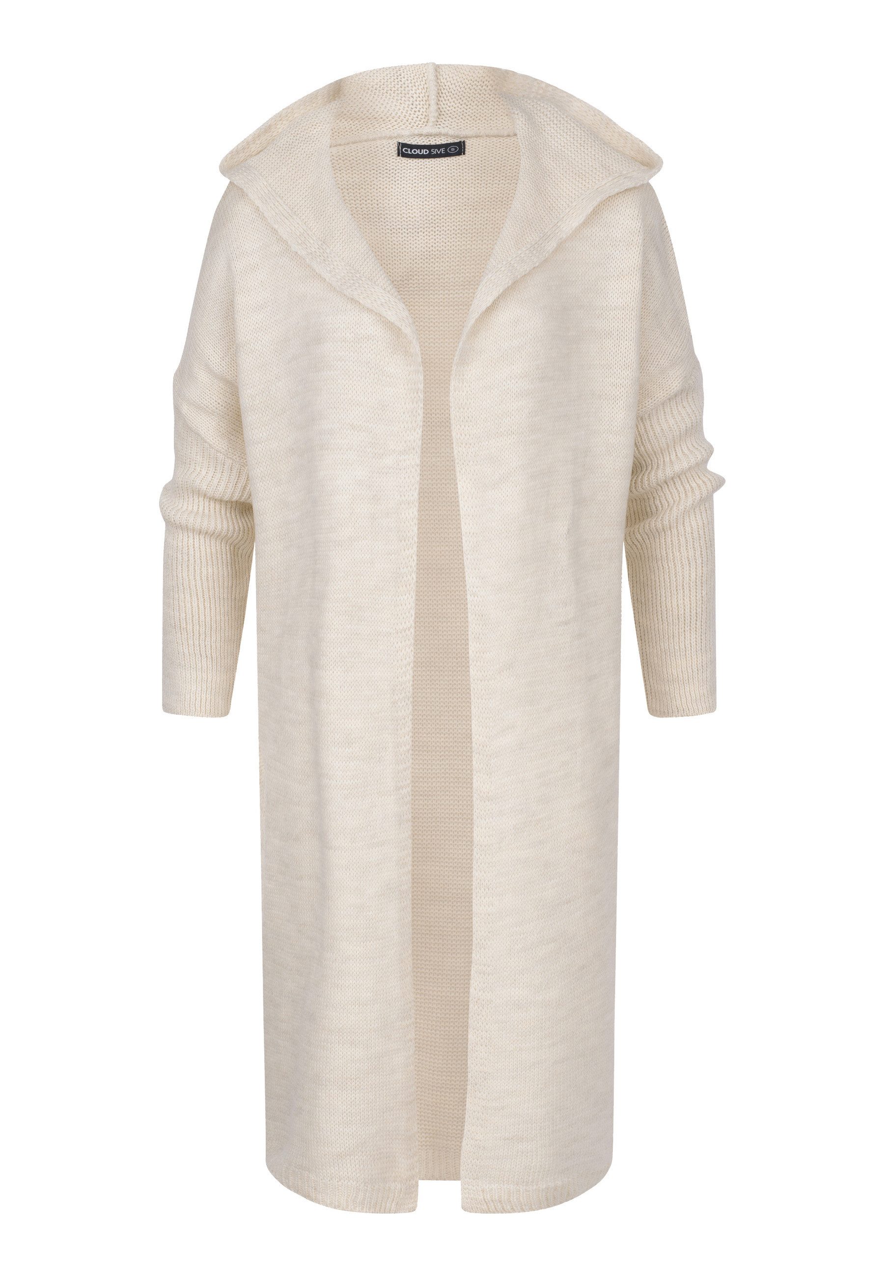 CLOUD 5IVE Strickjacke CLOUD 5IVE Longform knit cardigan with hood (1-tlg)