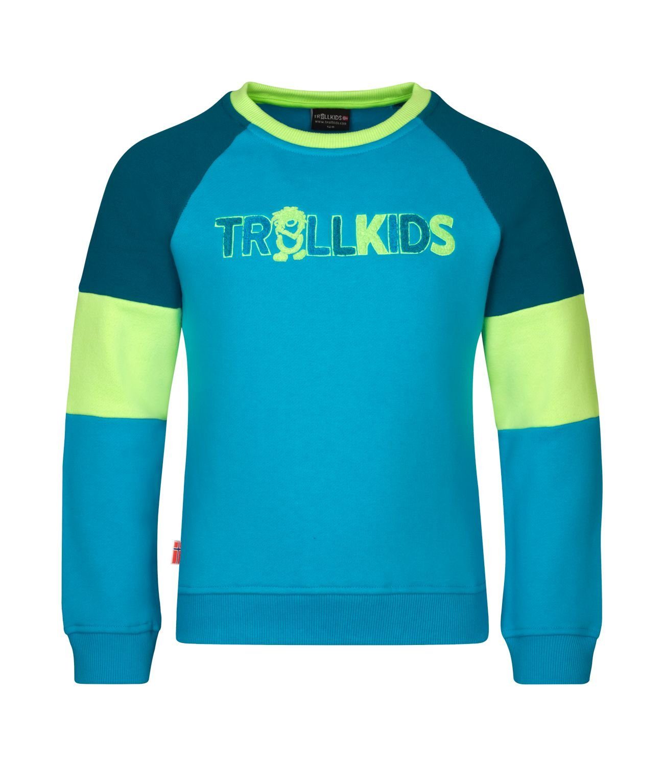 TROLLKIDS Vivid-Blau/Limette/Dunkelblau Trollfjord Sweatshirt