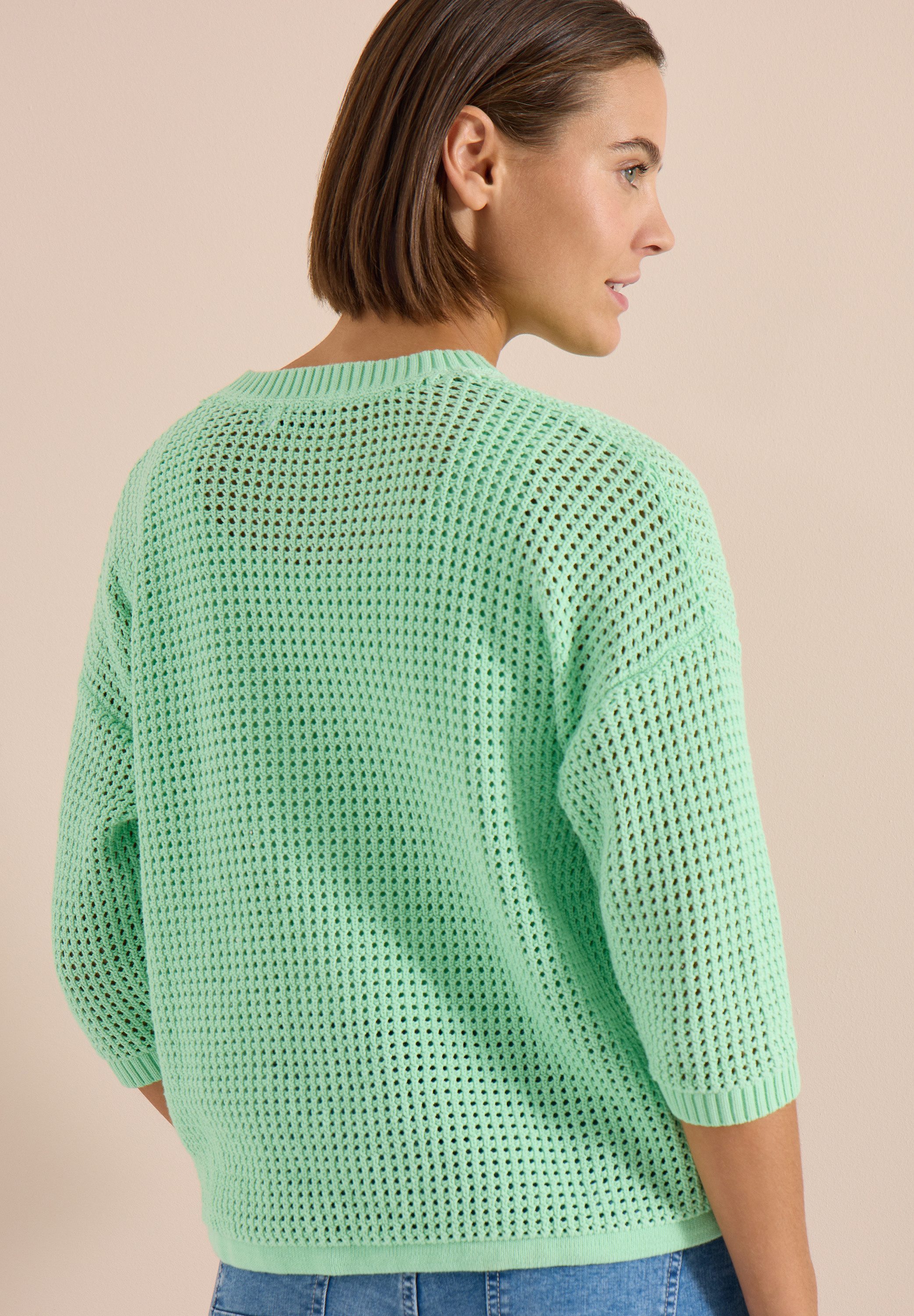 CECIL Strickpullover im Crochet-Look/moderner Sommerstrick