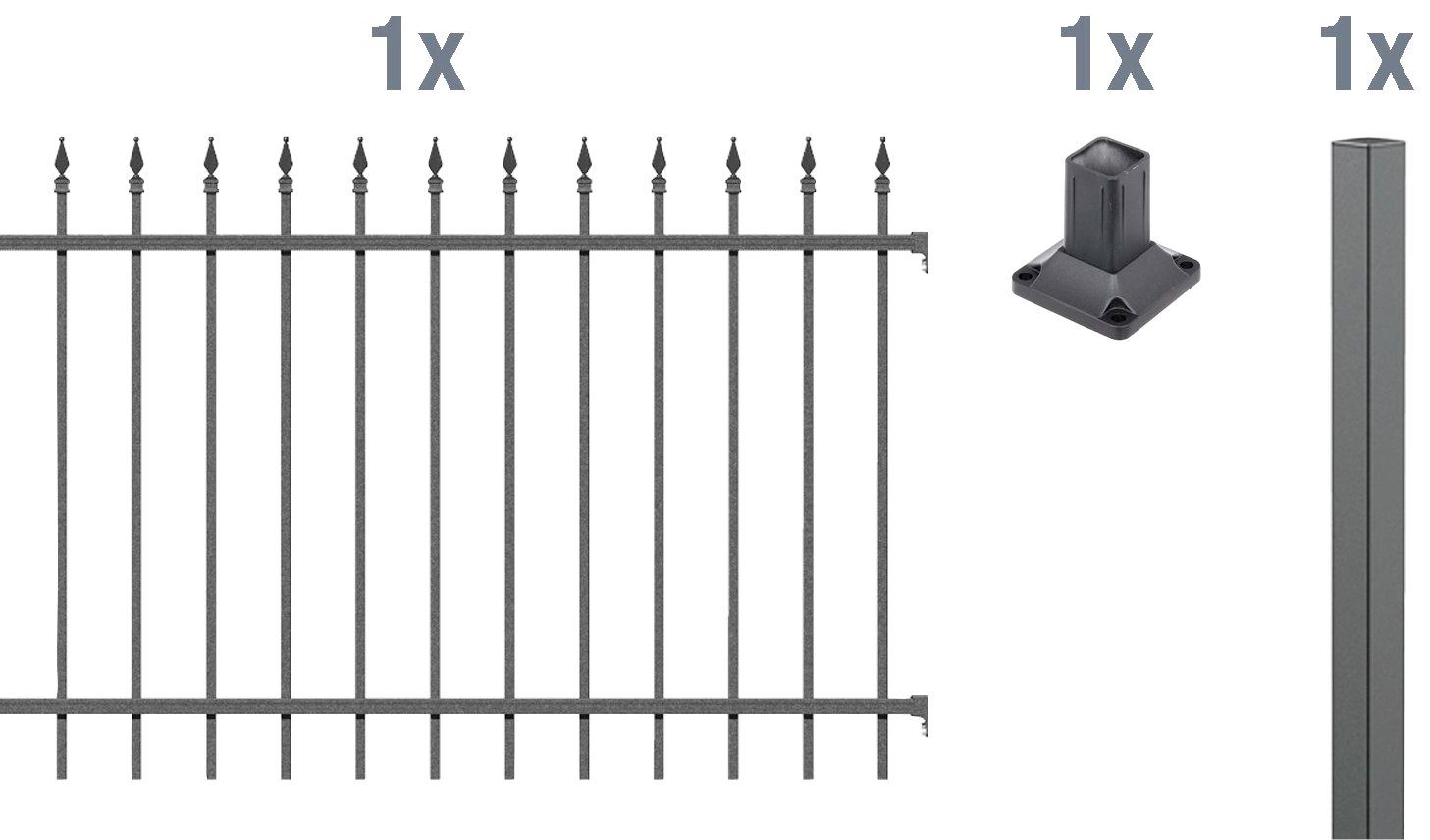 Alberts Metallzaun Anbauset Chaussee, Höhe: 100 und 120 cm, Breite: 200 cm, zum Aufschrauben