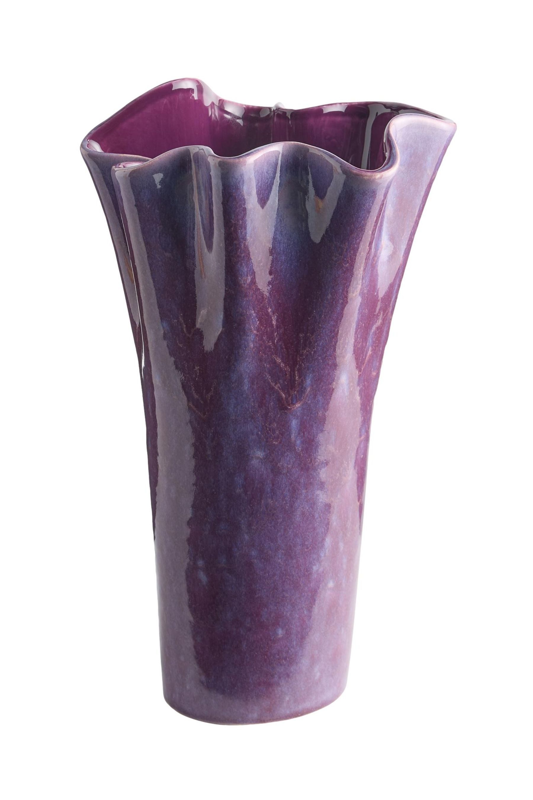 Next Dekovase Geraffte Keramikvase mit reaktiver Glasur