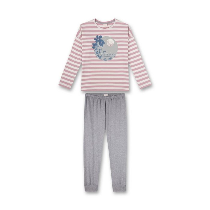 s.Oliver Junior Pyjama s.Oliver Mädchen Schlafanzug Pyjama lang Blumen Stripes rosa grau (2 tlg)