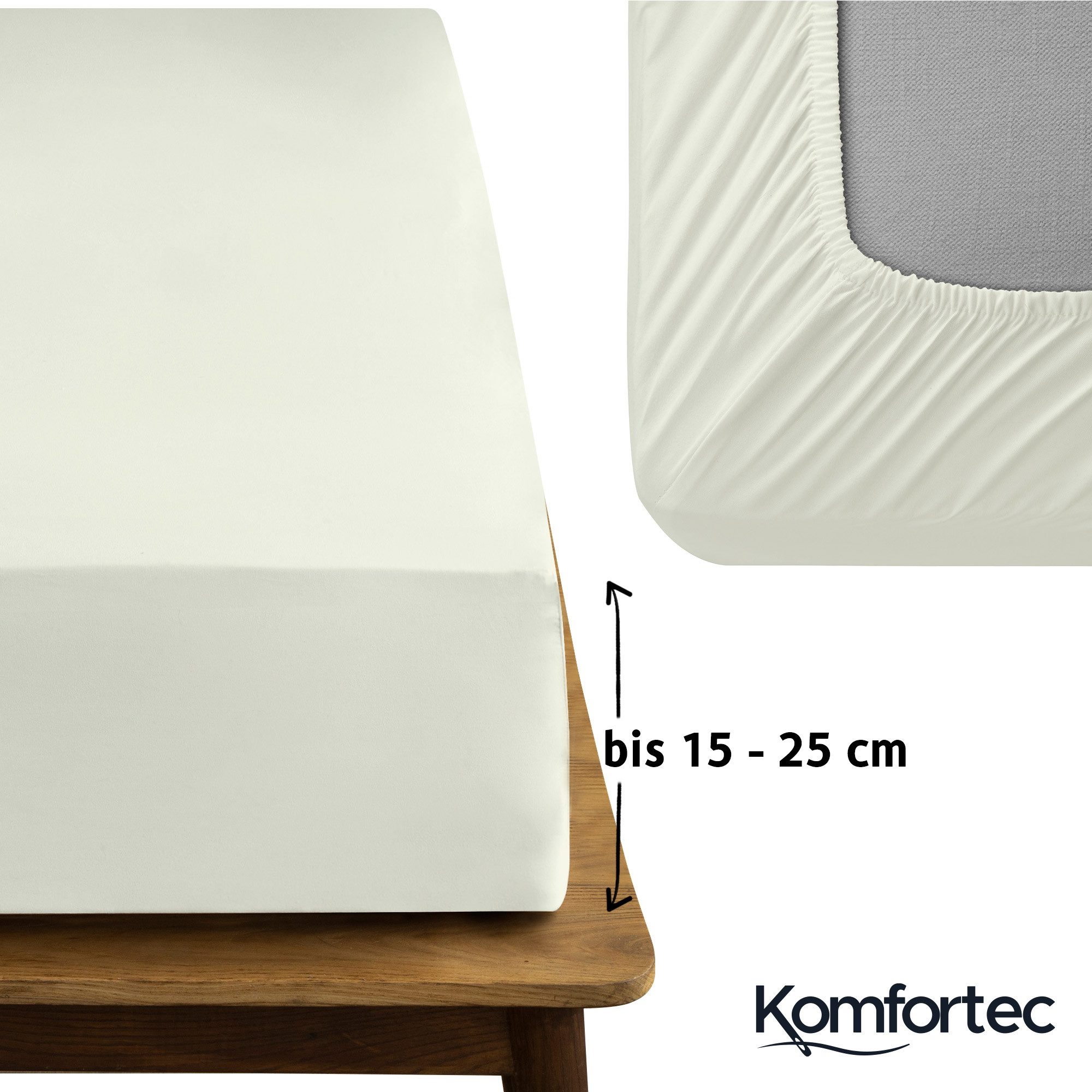Komfortec Spannbettlaken Jersey Mehrfarbig, 100% Baumwolle, Gummizug: Rundum, (2 Stück), OEKO-TEX® Standard 100 Zertifisiert, für Matratzen bis 25 cm Höhe – Bild 4 von 5
