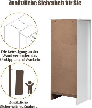 KOMFOTTEU Kommode Beistellschrank, mit 6 Schubladen, 59 x40x136cm, Weiß