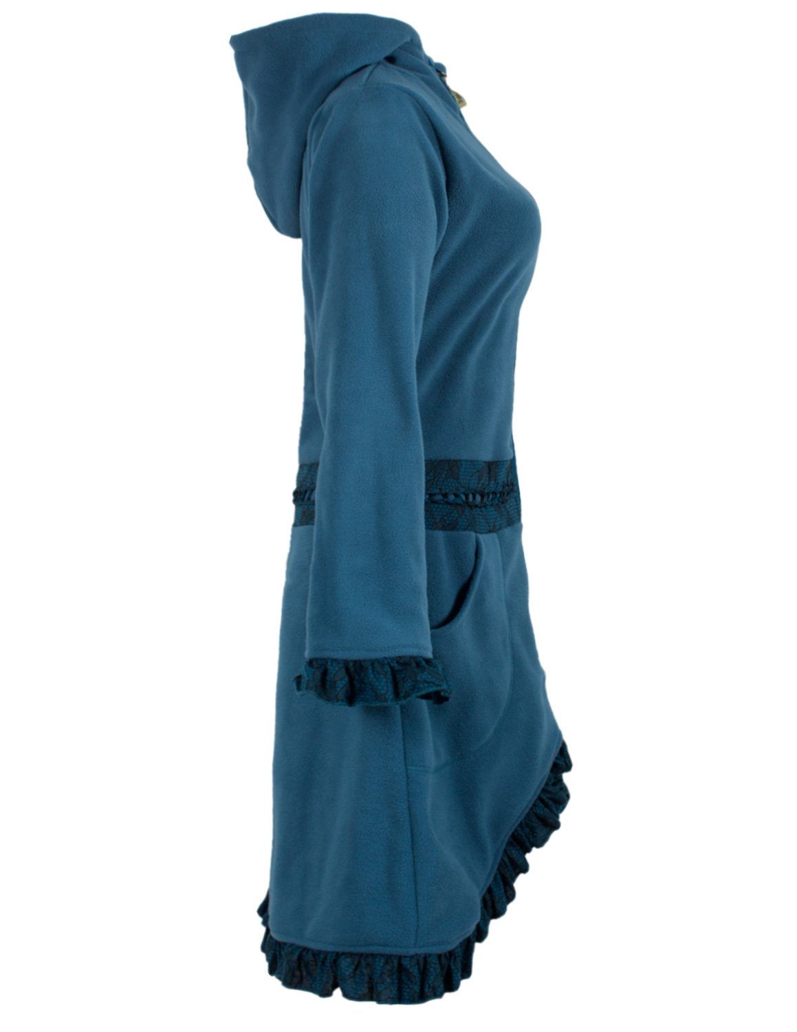 Vishes Wintermantel Warmer Elfen Fleecemantel mit Kapuze und Rüschen Kapuze