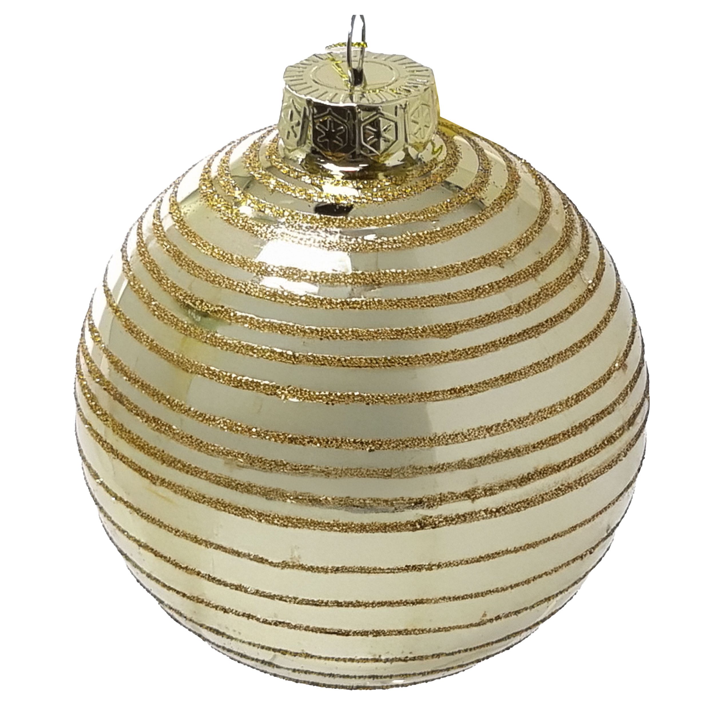 B&S Weihnachtsbaumkugel Glas 10 cm glänzend mit Glitter / Champagner Ø 10 cm (1 St)