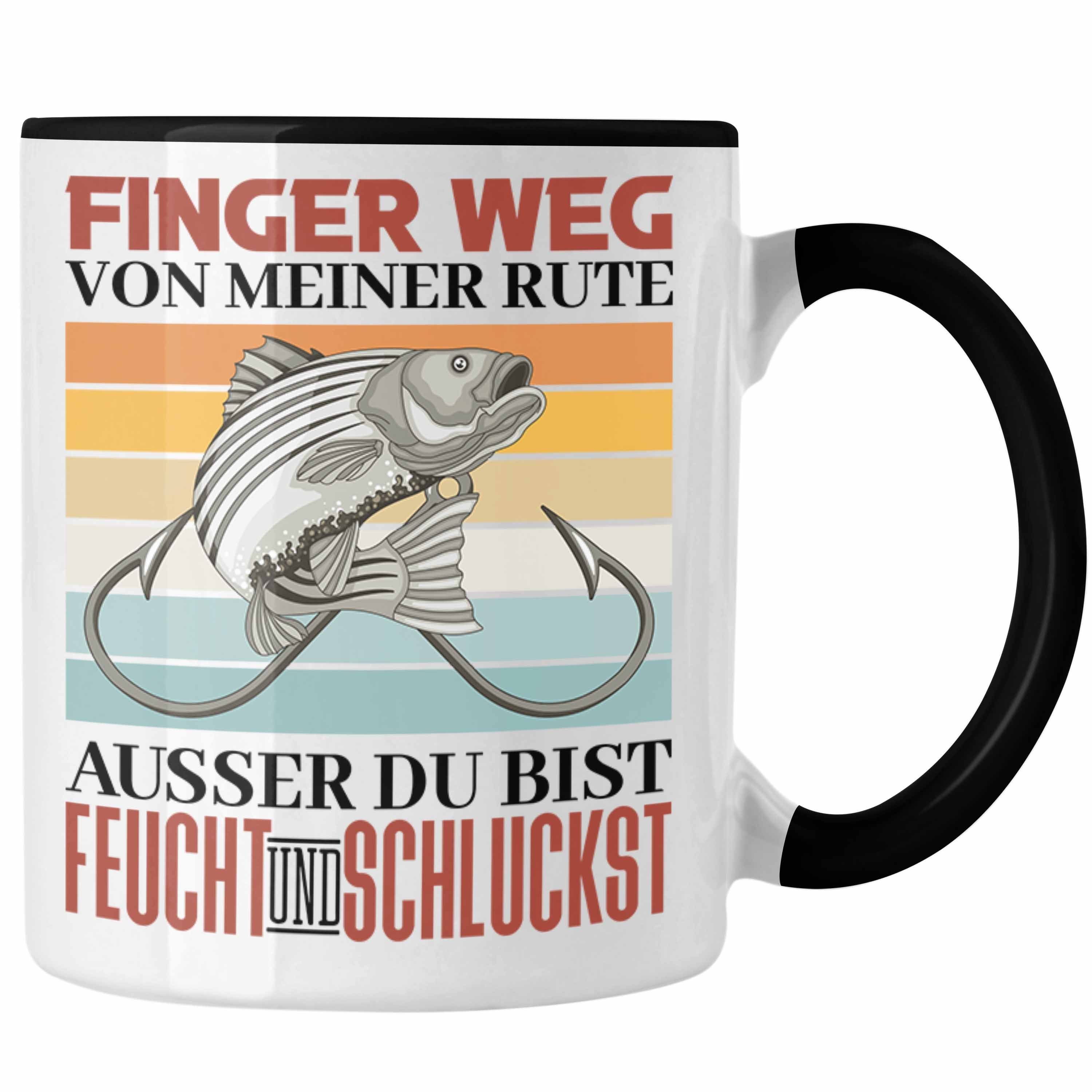 Trendation Tasse Versauter Angler Spruch Tasse Geschenk Männer Angeln Fischer Geschenki Schwarz | Teetassen