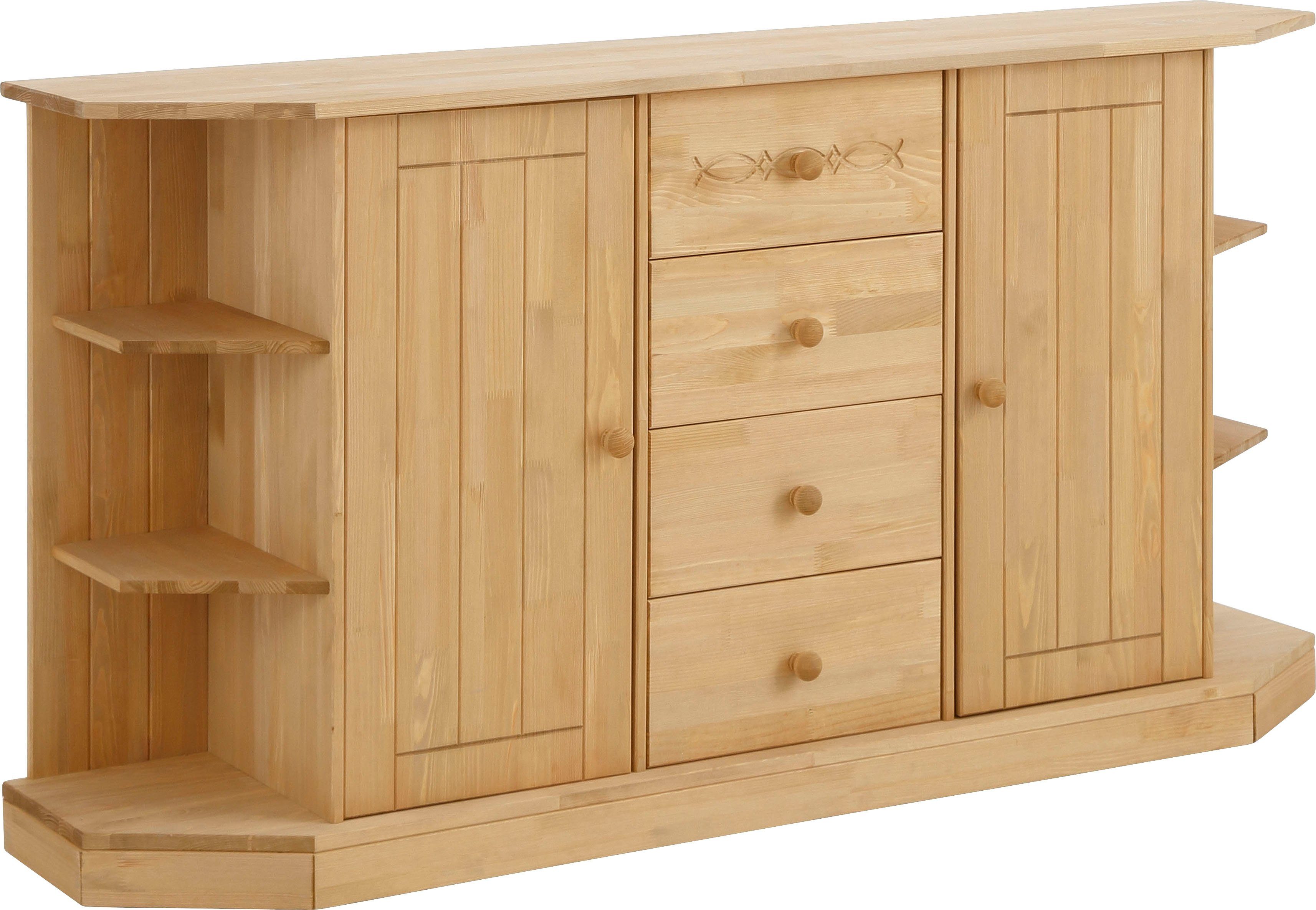 Home affaire Kommode Indra Sideboard mit Regalelementen, Breite 162 cm, aus massiver Kiefer, FSC®