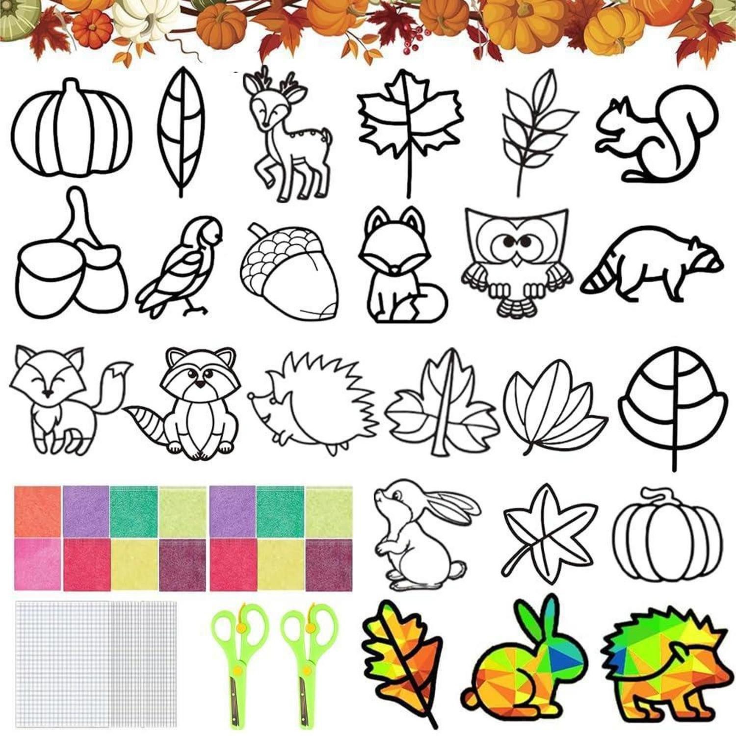 LuxusKollektion Kreativset Fensterbilder Herbst Bastelset Kinder 24 Stück
