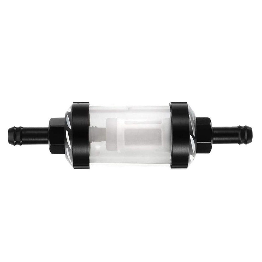 8mm Ölbecher, schwarz Glas transparenter Kraftstoff-Filterkopf transparenter abnehmbar Benzinfilter, TUABUR