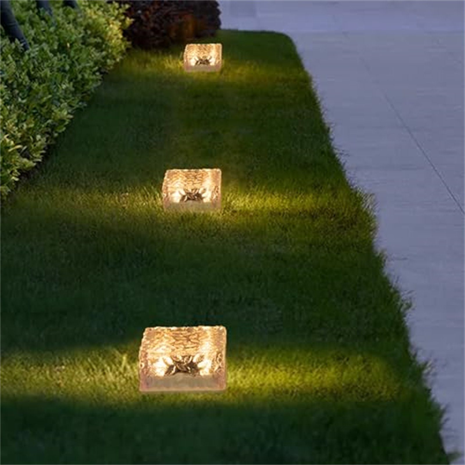 LQWELL LED Solarleuchte Solar Brick Light Solarlicht Deko Außen, LED, Warmweiß + Blau, Wasserdicht