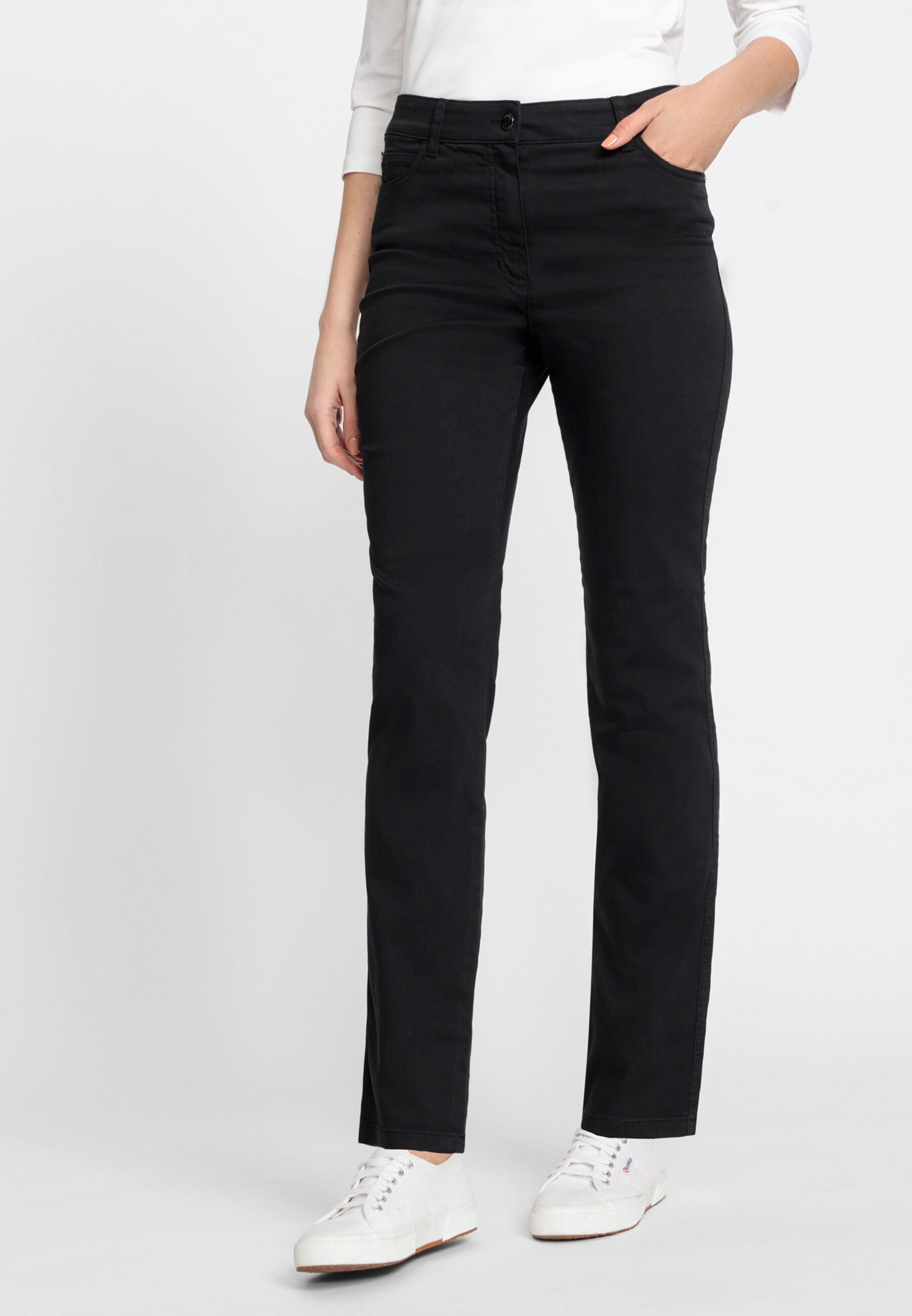Olsen Regular-fit-Jeans Hose mit Reißverschluss und Verschlussknopf