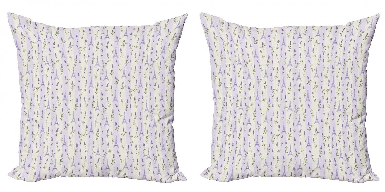 Kissenbezüge Modern Accent Doppelseitiger Digitaldruck, Abakuhaus (2 Stück), Paris Lavendel Eiffel Pastell