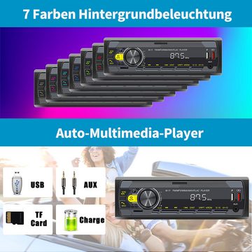 Hikity Autoradio 1Din Bluetooth Stereo MP3 Spieler SD AUX IN zwei USB Autoradio (Freisprecheinrichtung, FM)