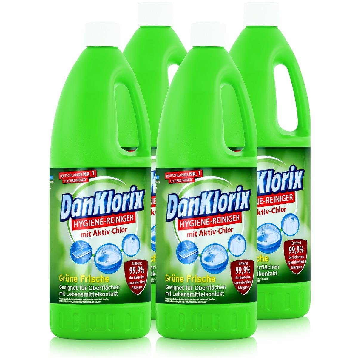 DanKlorix DanKlorix Hygiene-Reiniger Grüne Frische 1,5L - Mit Aktiv-Chlor (4er P Allzweckreiniger