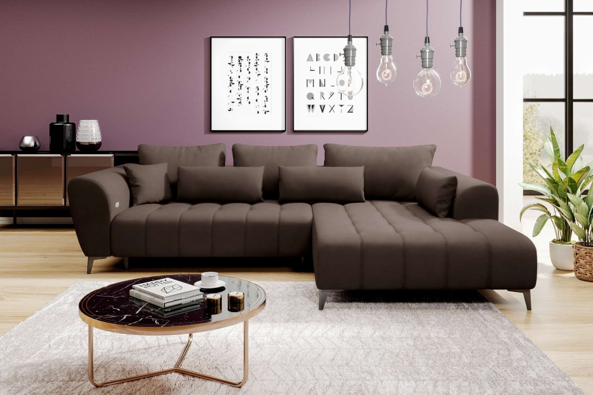 Stylefy Ecksofa Jordan, L-Form, Eckcouch, wahlweise mit Bettfunktion,  Ottomane links oder rechts bestellbar, inklusive Sitztiefenverstellung