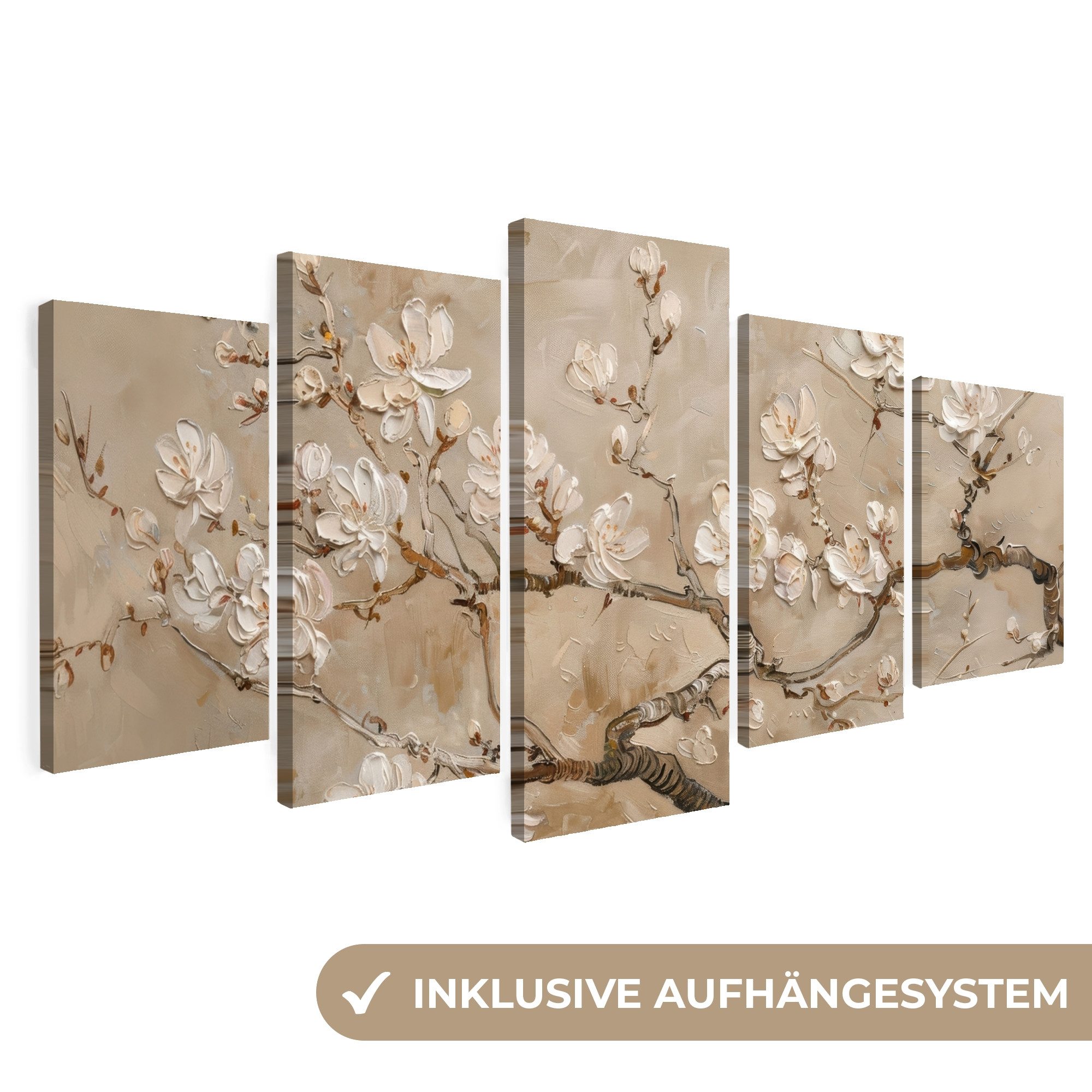 MuchoWow Leinwandbild Beige - Blüte - günstig online kaufen