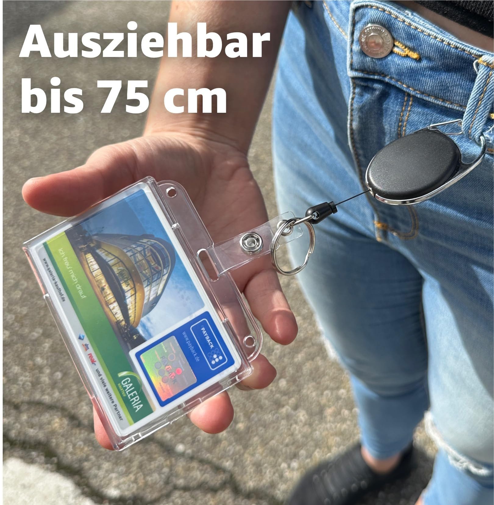 officegurus® Schlüsselanhänger 3x Ausweishalter mit ausziehbarem Zugband, A günstig online kaufen