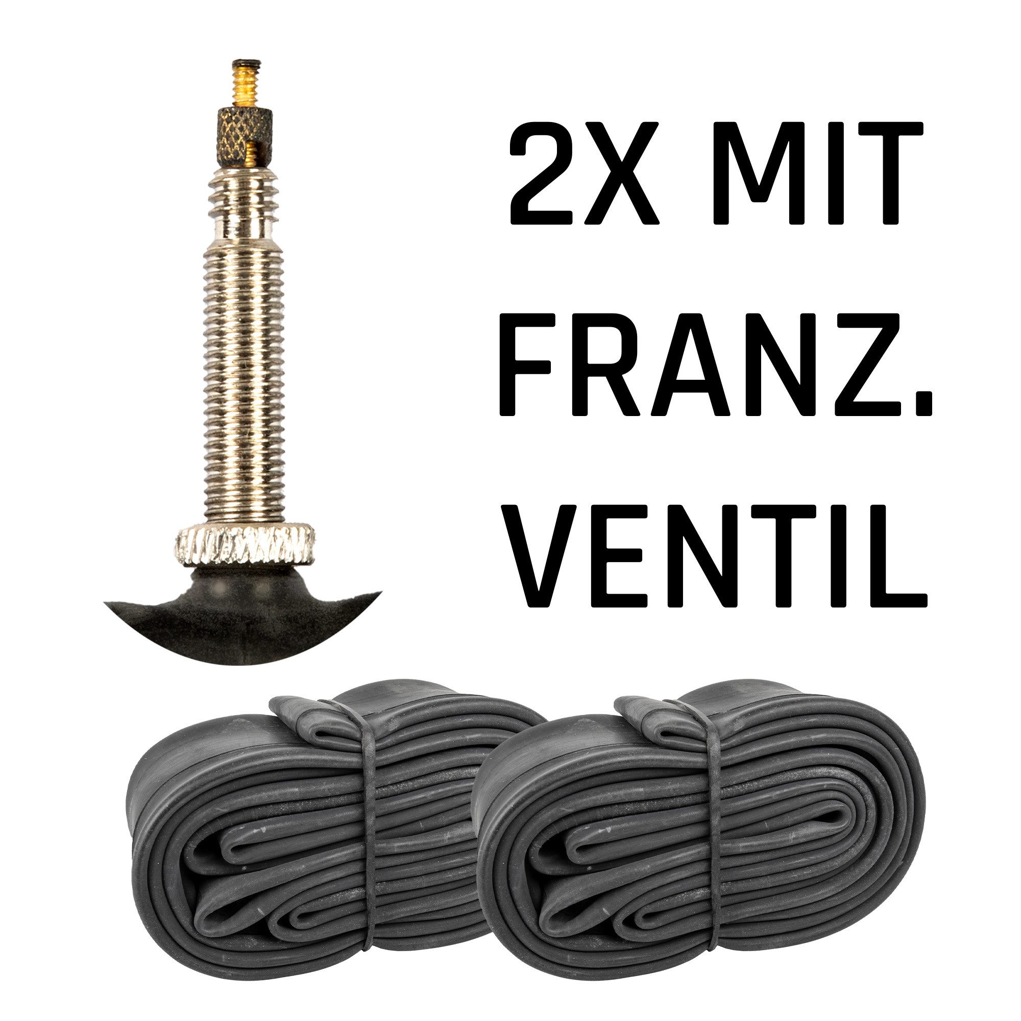 Kujo Fahrradschlauch Schlauch, 27.5 Zoll, (Doppelpack, 2-St), Fahrradschlauch 12 - 28 Auto Schrader Französisches Ventil Sclaverand