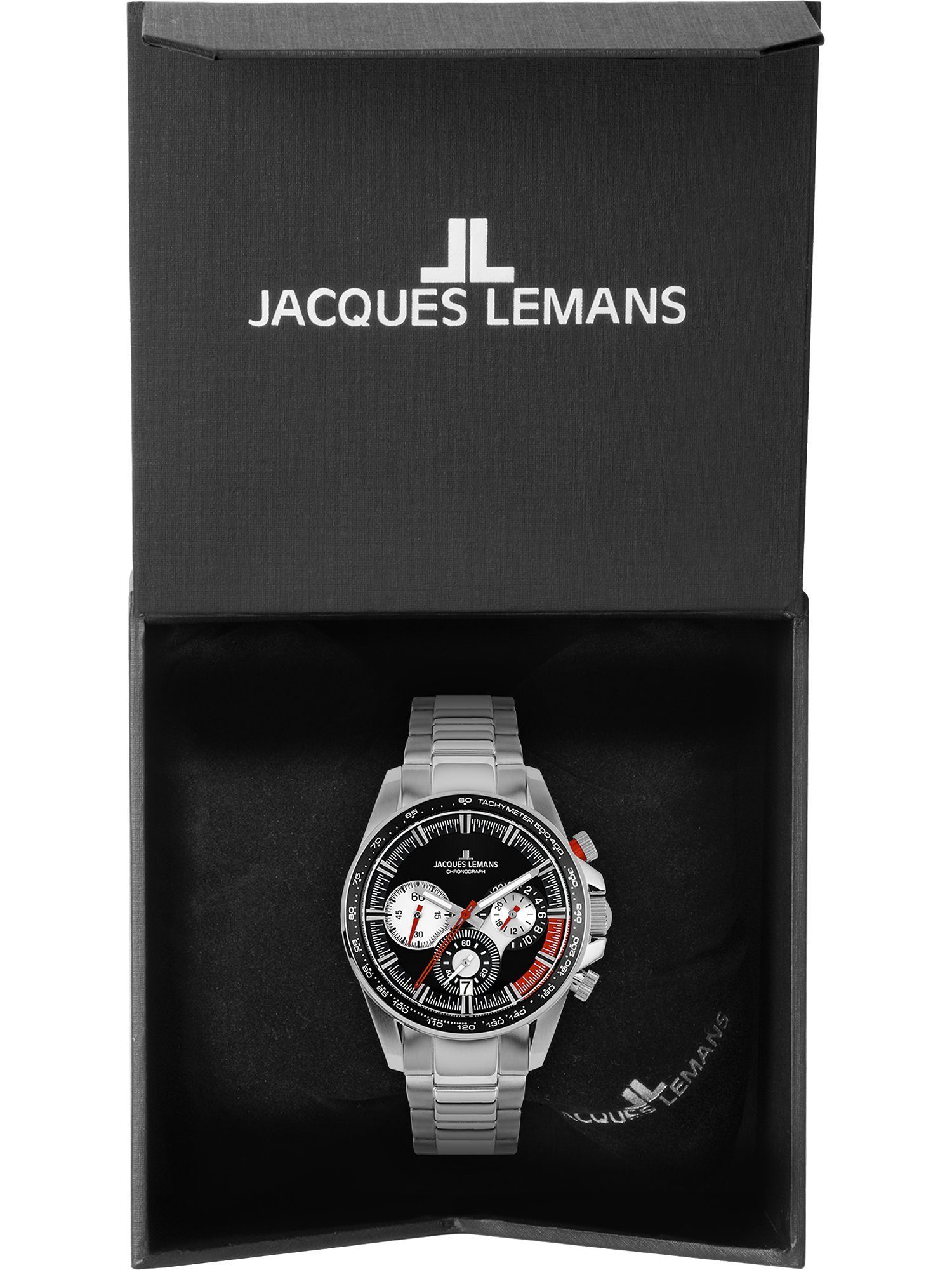 Jacques Lemans Chronograph Jacques Lemans Herren-Uhren Klassikuhr Quarz, Analog schwarz