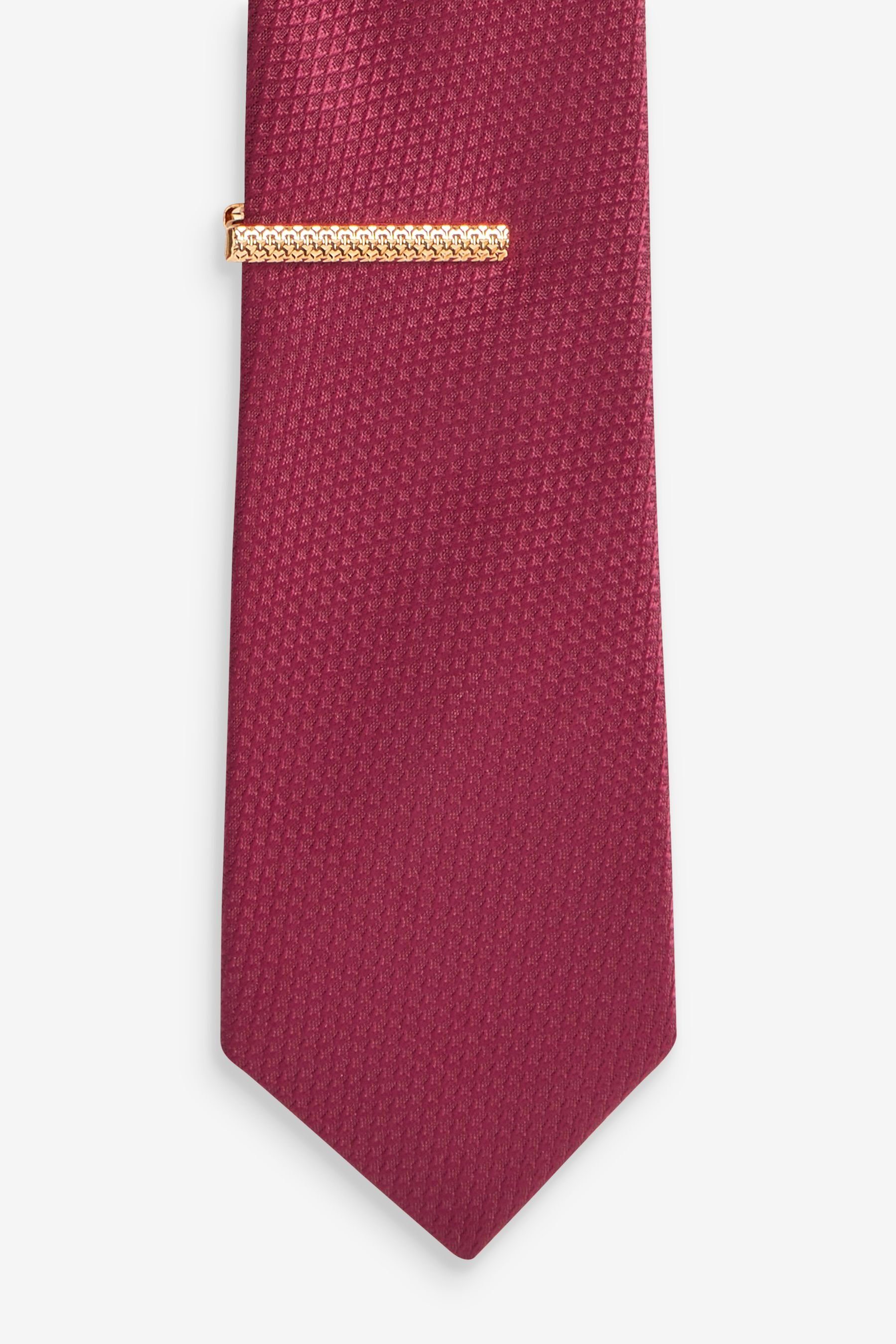 (2-St) Recyclingpolyester Krawatte Red Klammer Next Krawatte + Schmale aus