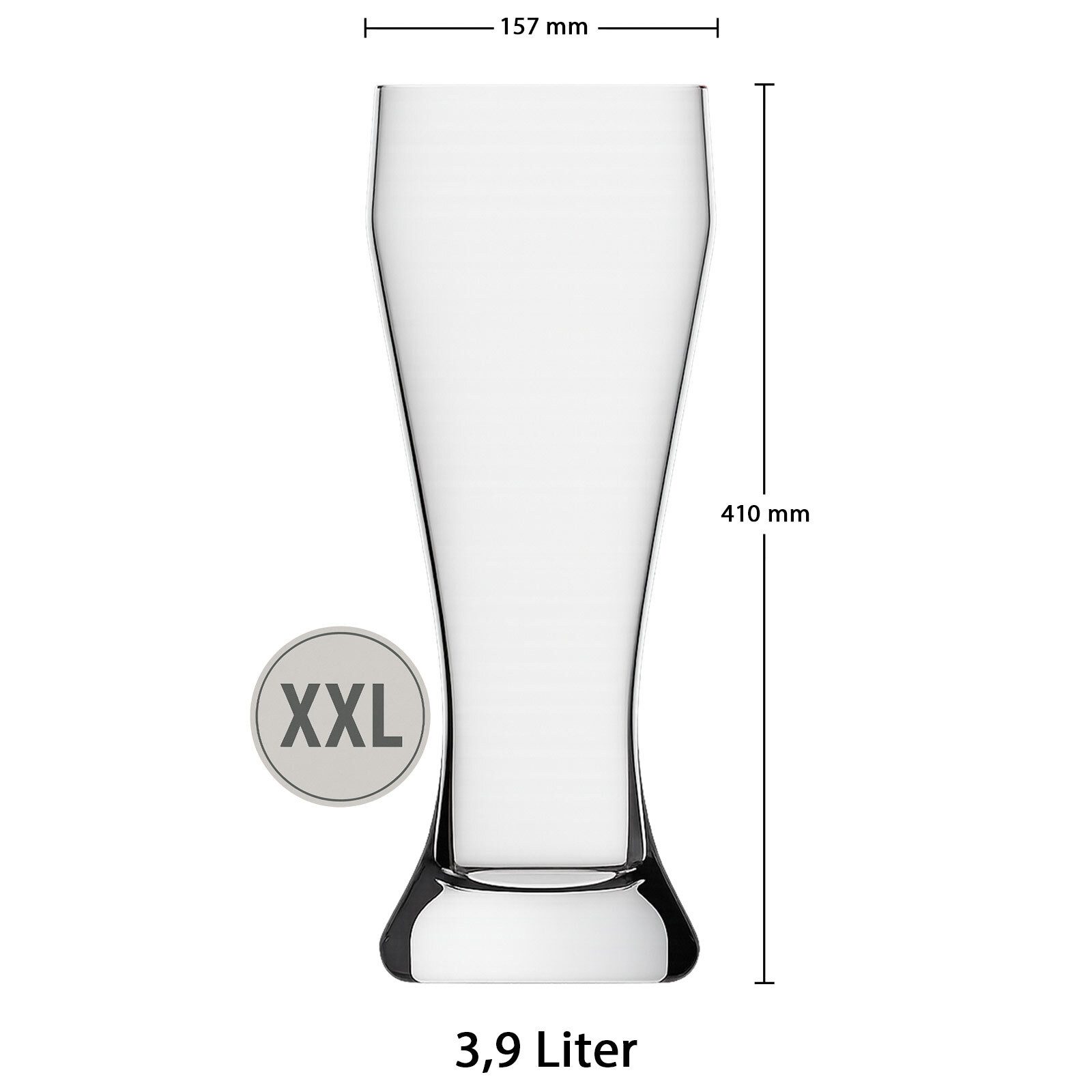rastal Bierglas Ranft Riesen-Weizenbierglas 3,9 Liter, 1-tlg., Glas