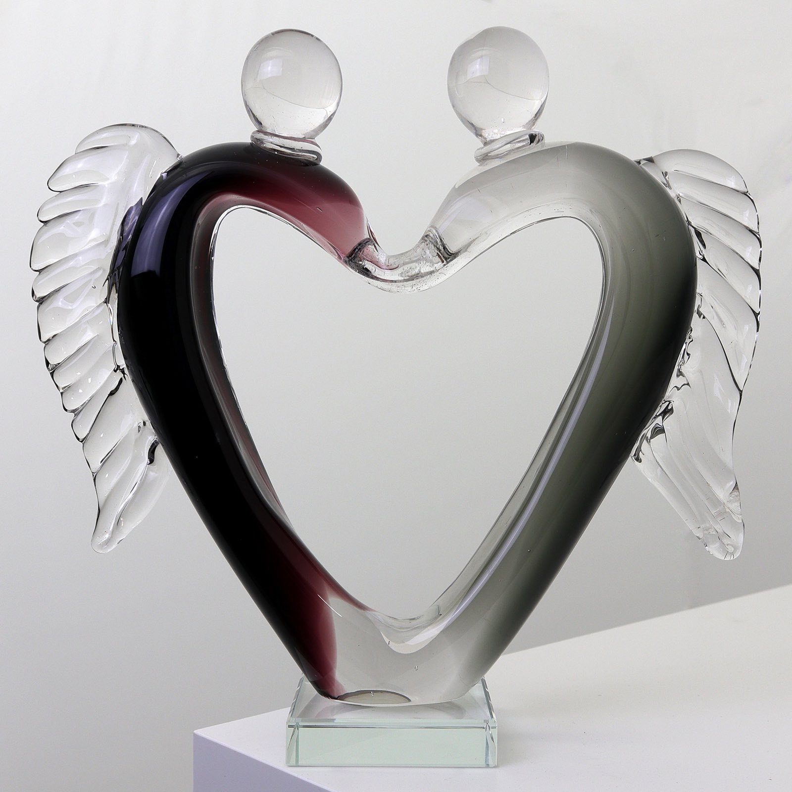 Aubaho Dekofigur Glasskulptur Skulptur Paar Figur Liebe Liebespaar Hochz Glasfigur Glas