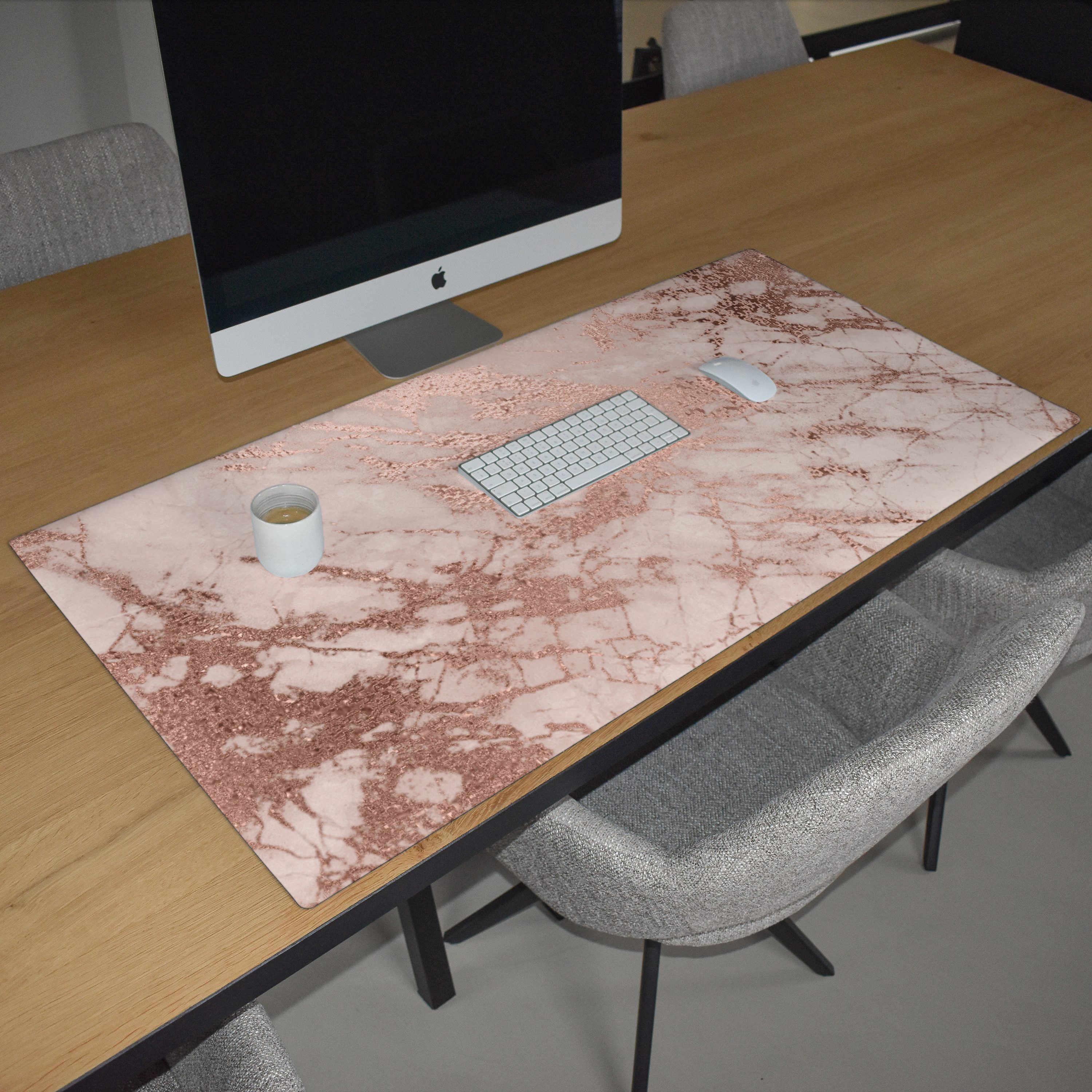 MuchoWow Gaming Mauspad Marmor - Rosa - Luxus - Marmoroptik - Glitzer - Design (1-St), Gaming Mauspad XXL, Schreibtischunterlage, Gaming Zubehör, 120x60 cm