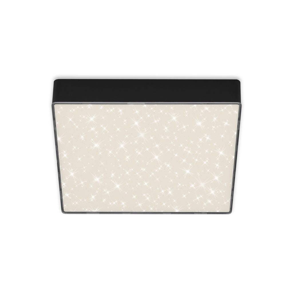 Briloner Leuchten LED Deckenleuchte 7077-415, Sternenhimmel, LED fest integriert, 2700K - Extra-Warmweiß, Deckenlampe, 21,2x21,2x3,6cm, Schwarz, 16W, Wohnzimmer, Schlafzimmer