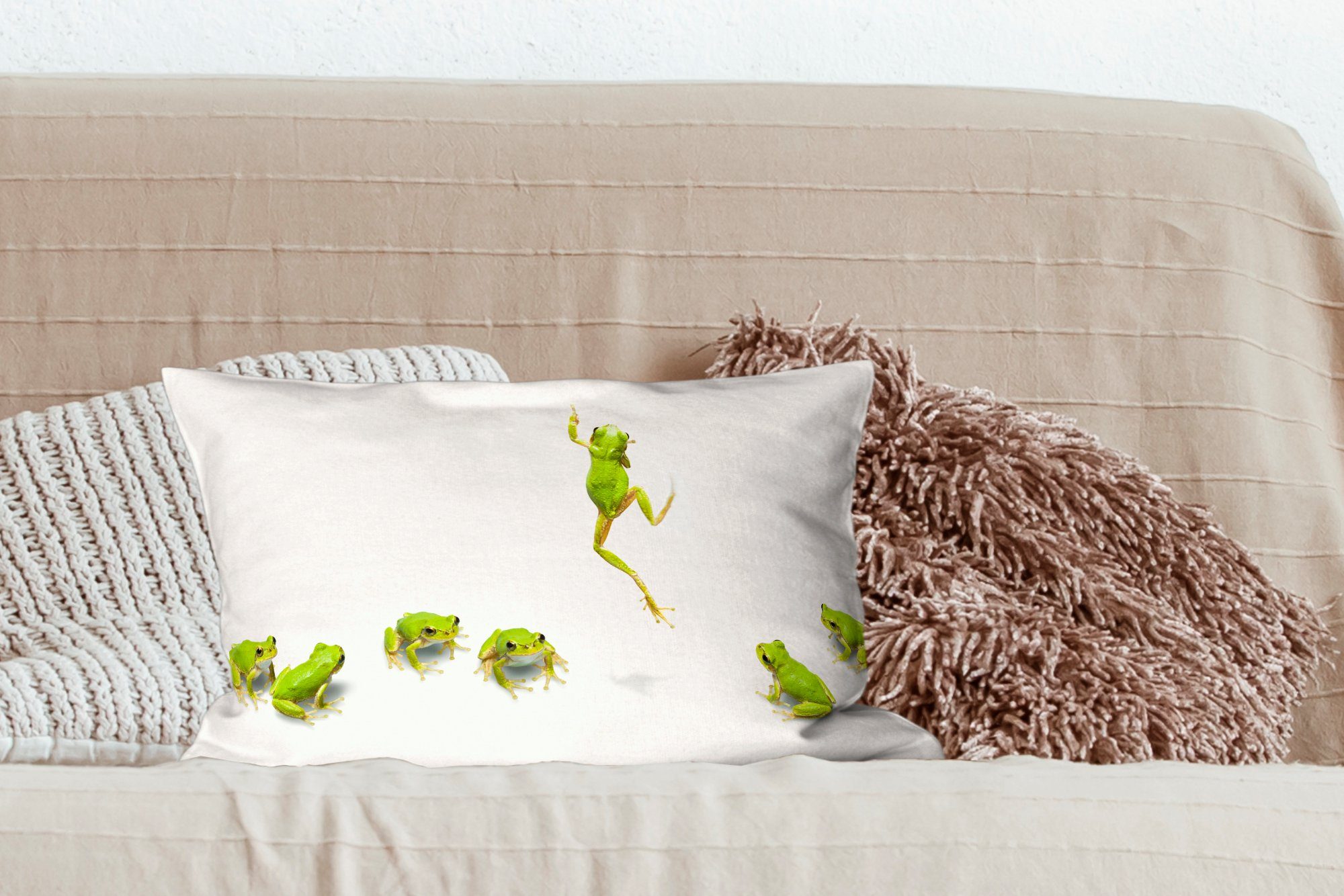 MuchoWow Dekokissen Frosch - Tiere - Dekokissen Füllung, Dekoration, mit Zierkissen, Wohzimmer Schlafzimmer Grün