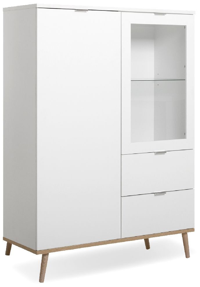 Finori Highboard, Weiß, Sonoma Eiche, Modern, Metallgriffe, ABS-Kante, 100 günstig online kaufen