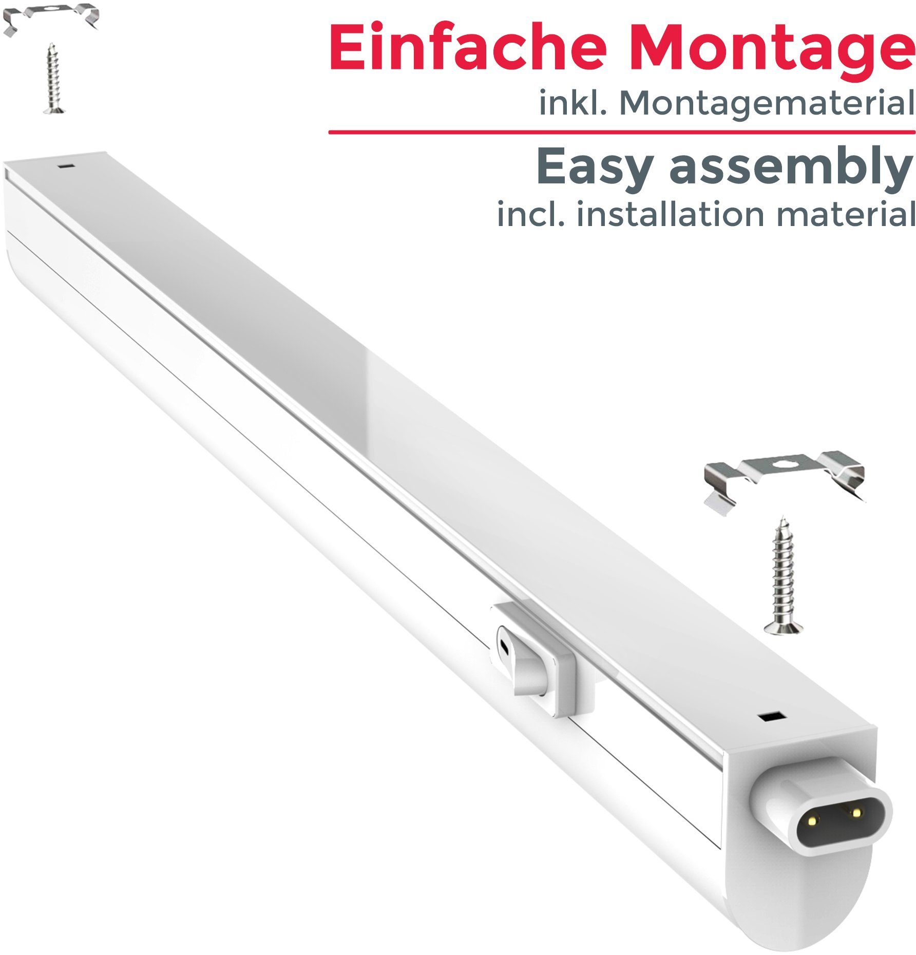 B.K.Licht Lichtleiste, LED fest integriert, Neutralweiß, Unterbauleuchte, Küchenlampe, Stecksystem, 4W 400 Lumen 4.000K, weiß