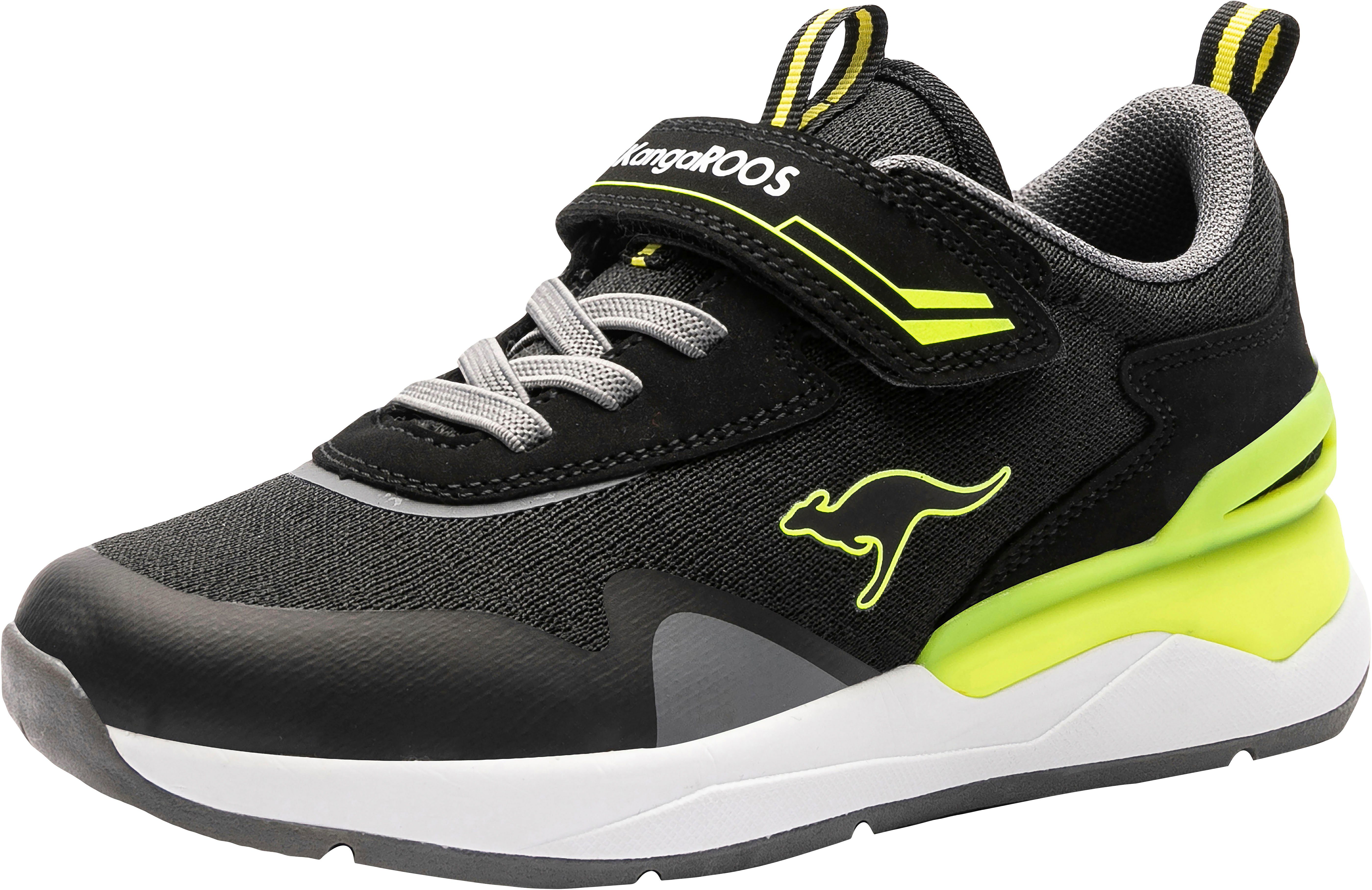 KangaROOS KD-Gym Sneaker schwarz-gelb Klettverschluss mit EV