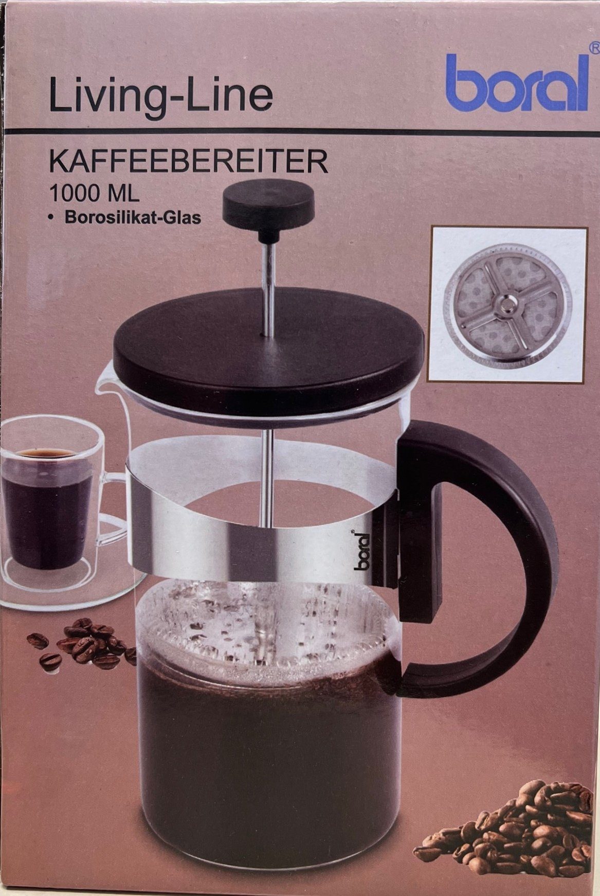 Emilja Kaffeebereiter Kaffeezubereiter manuell Kaffeepresse, Living 1L Kaffeekanne, Press 1l Edelstahlfilter French