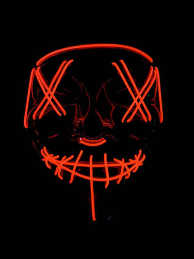 Maskworld Verkleidungsmaske LED Maske rot, Coole Leuchtmaske wie in The Purge