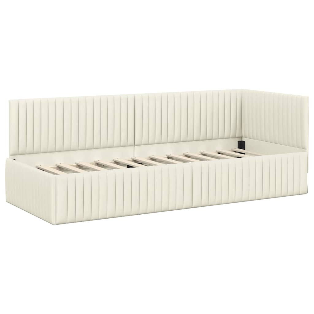 vidaXL Bett Eckbettgestell mit Kopfteil Creme 80 cm x 200 cm Stoff (1-tlg) günstig online kaufen