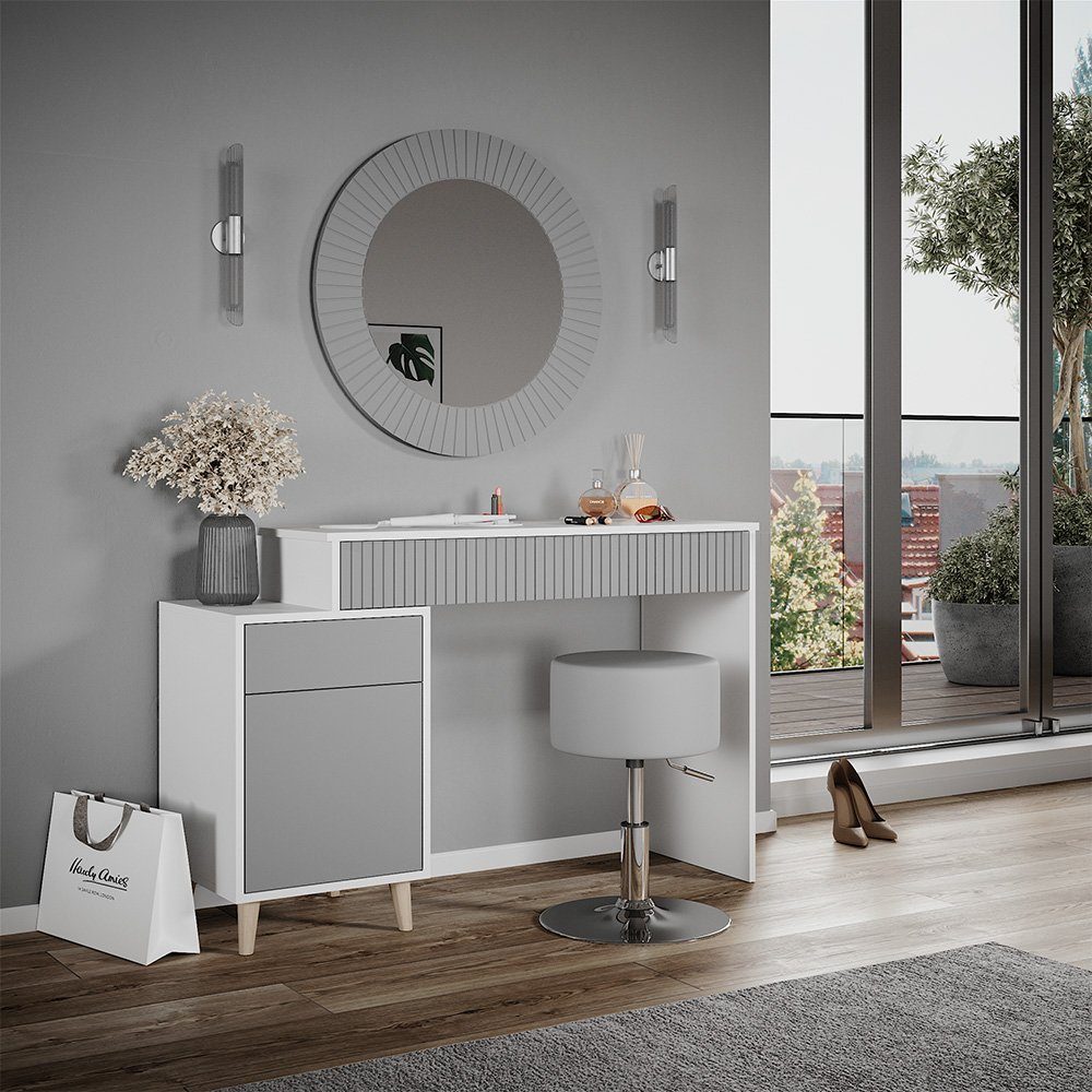 Vicco Schminktisch Arles, Weiß/Grau, 120 cm günstig online kaufen