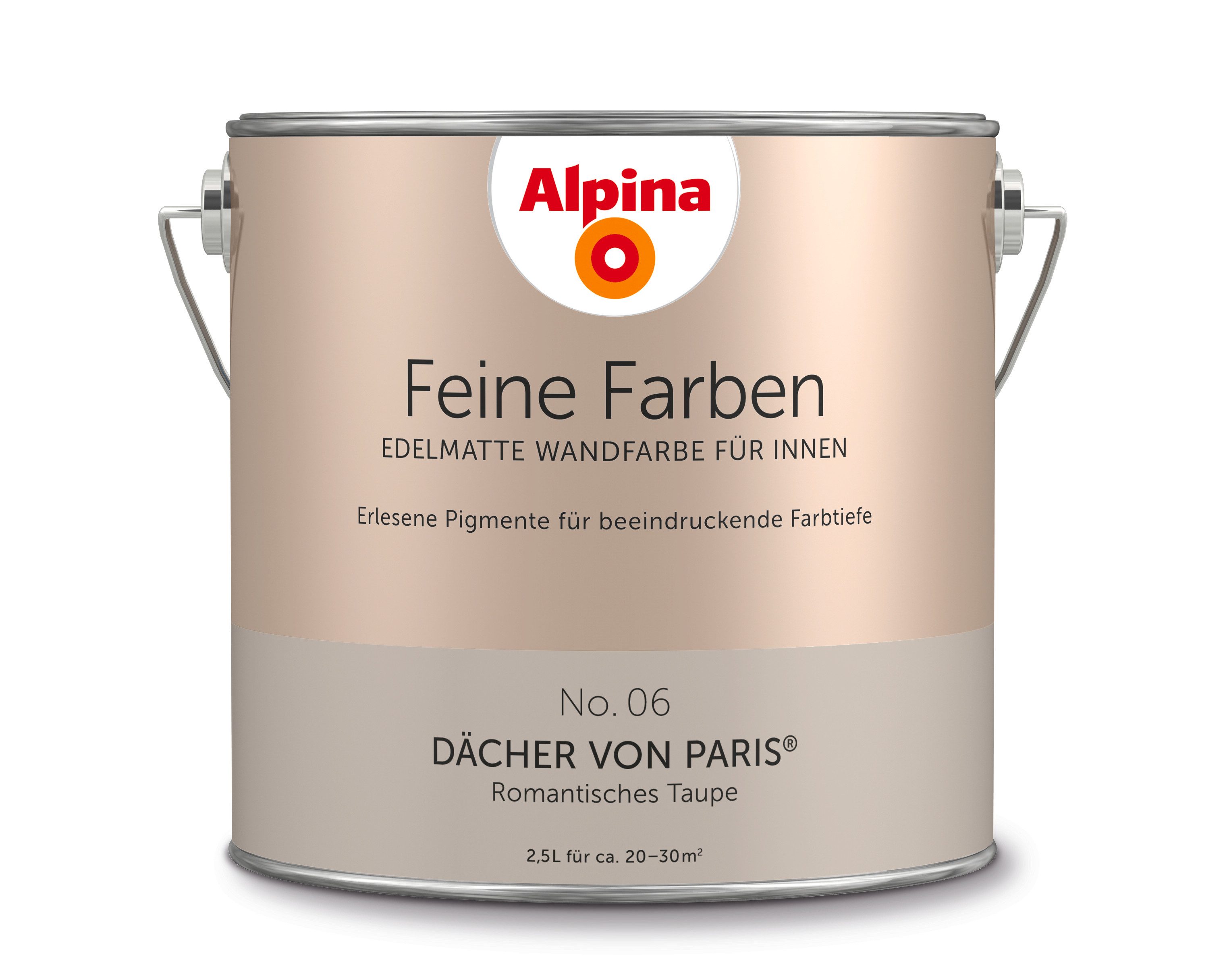 Wandfarbe Alpina Feine Farben edelmatt 2,5 Liter - Farbfamilie Taupe