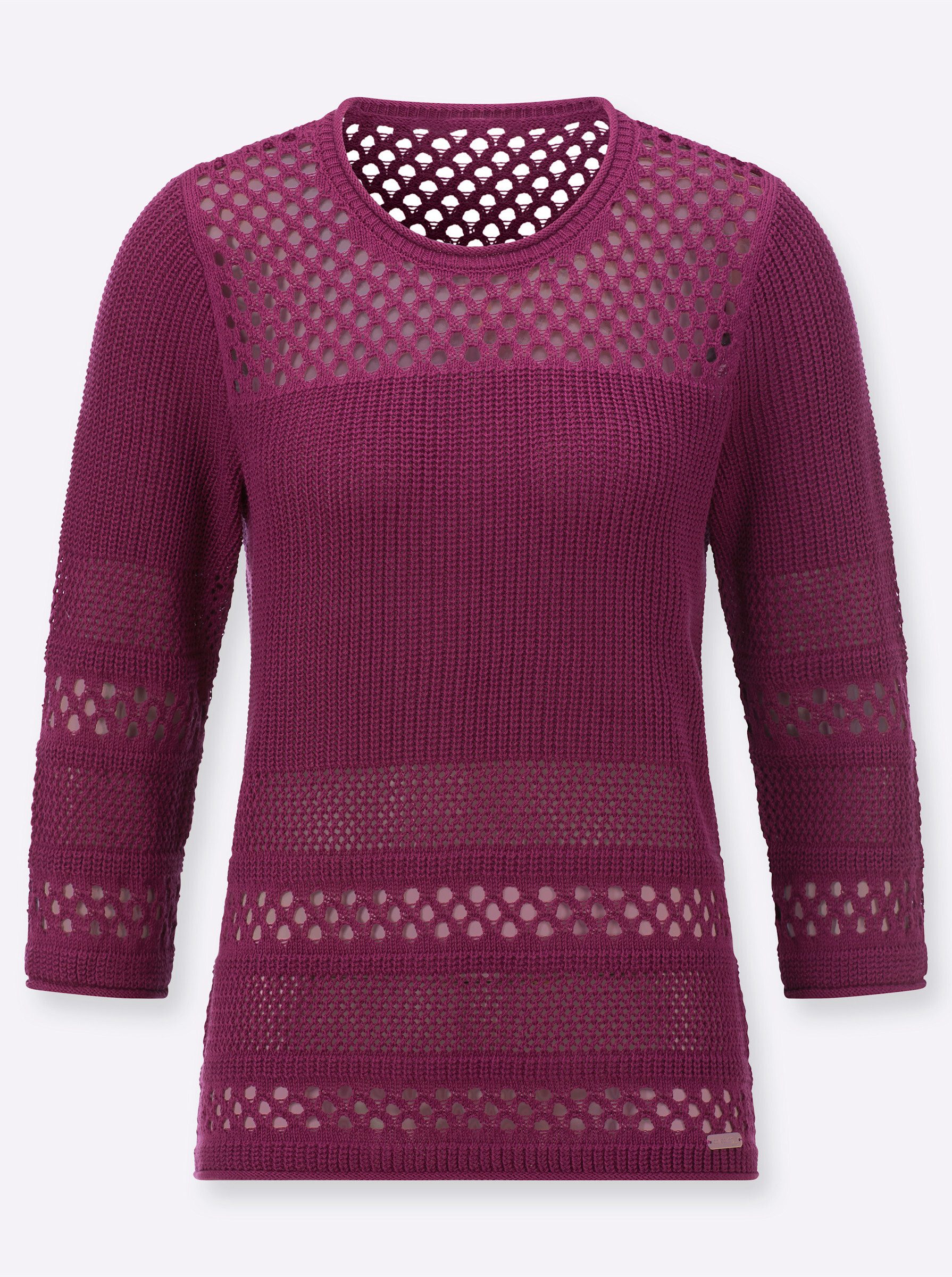 Strickpullover Ajour-Pullover 3/4-Arm Ajour