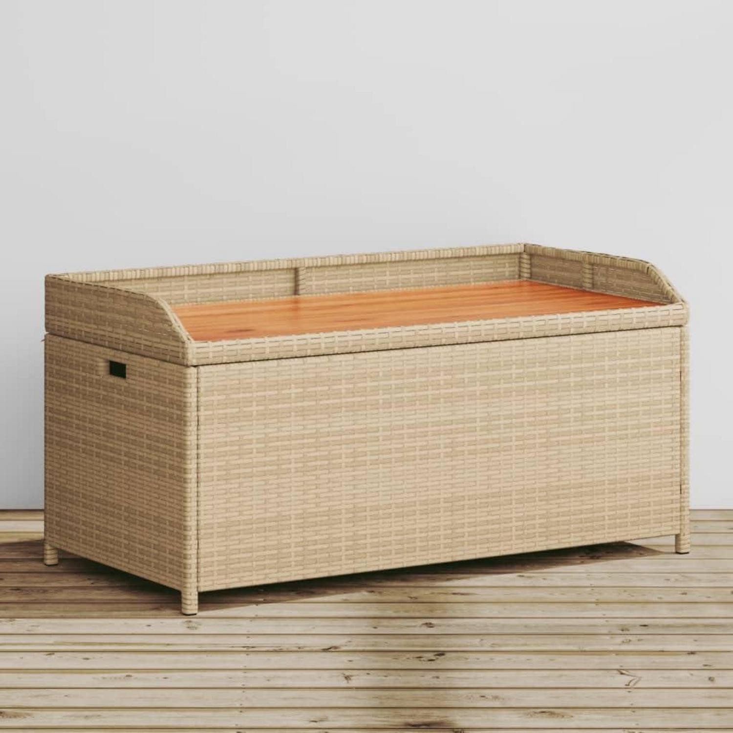 LuxusKollektion Truhenbank Gartenbank Truhe Beige 100x50cm Poly Rattan (1-St)
