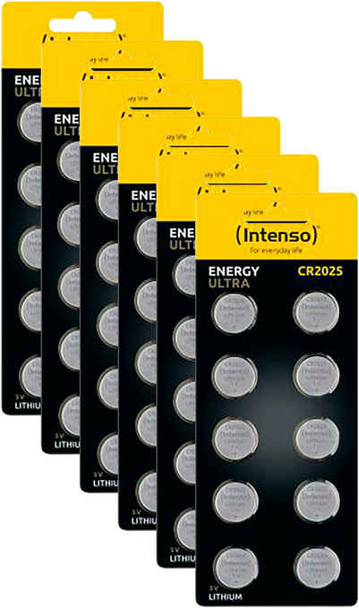 Intenso Lithium-Knopfzellen-Set CR2025, 60er-Set Knopfzelle, (6 St)