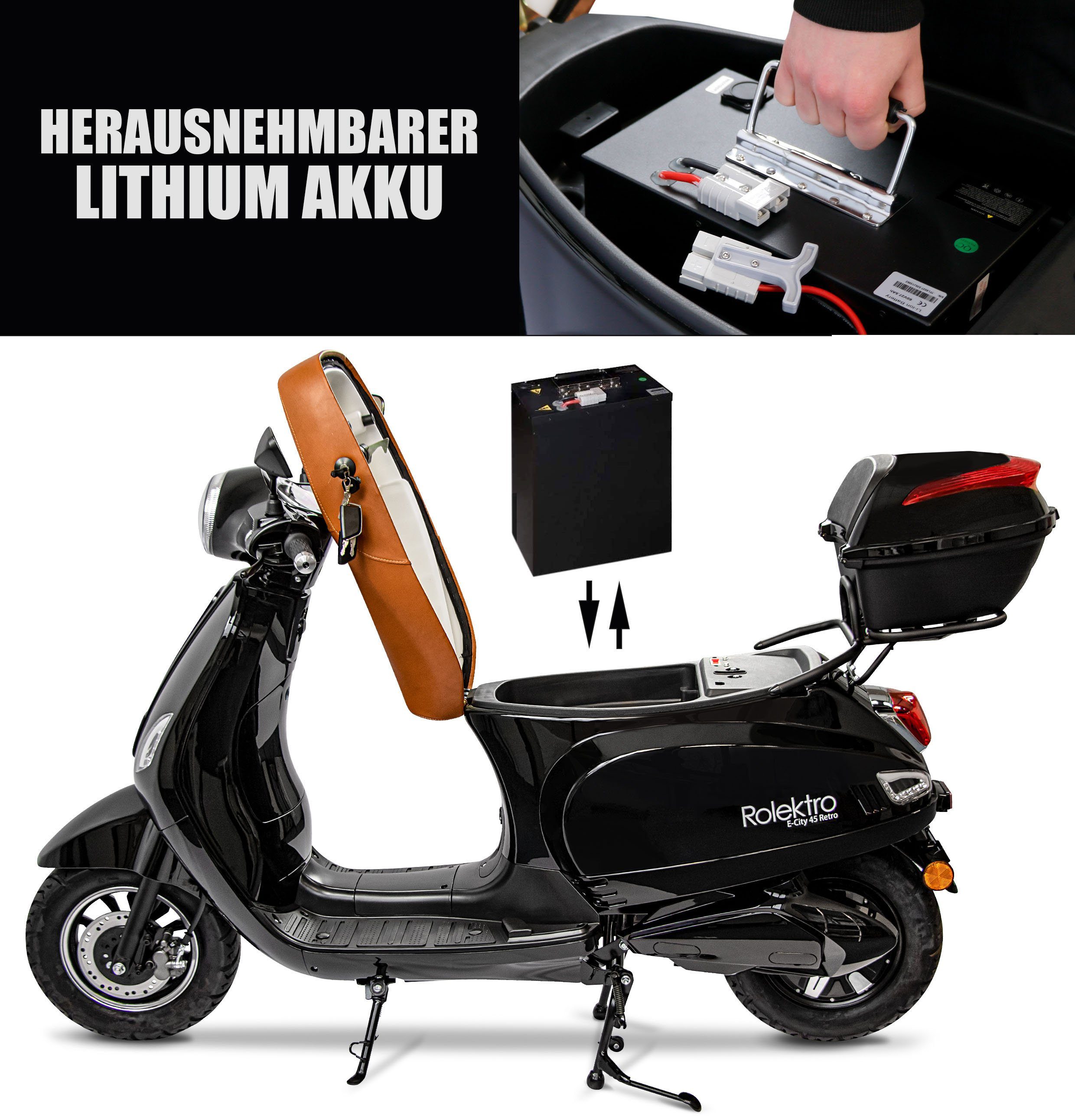 45 2021, Lithium, 45 Retro V. km/h 2000 E-Motorroller W, Rolektro